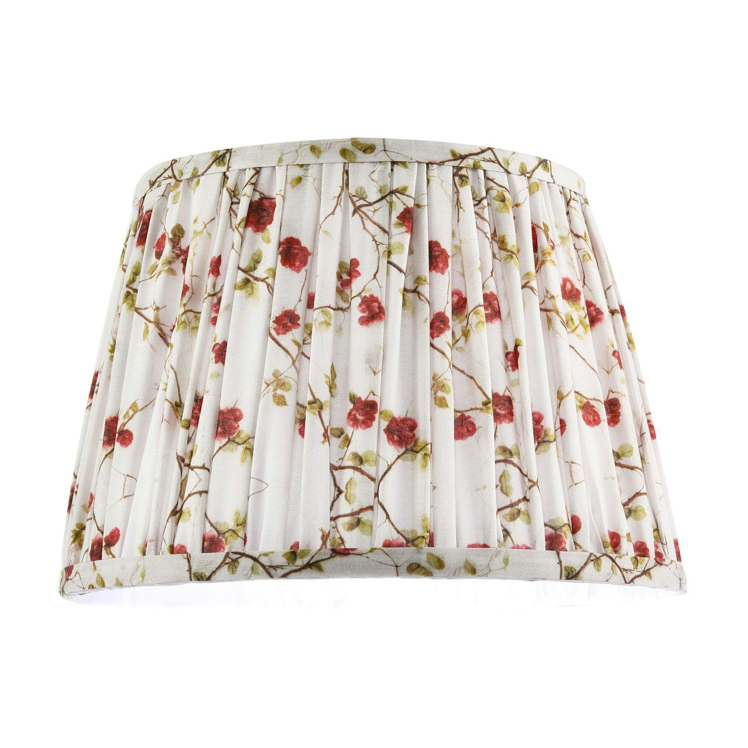 Rackhams Red/Green Traditional And Floral Cotton Fabric Pleated Lamp Shade