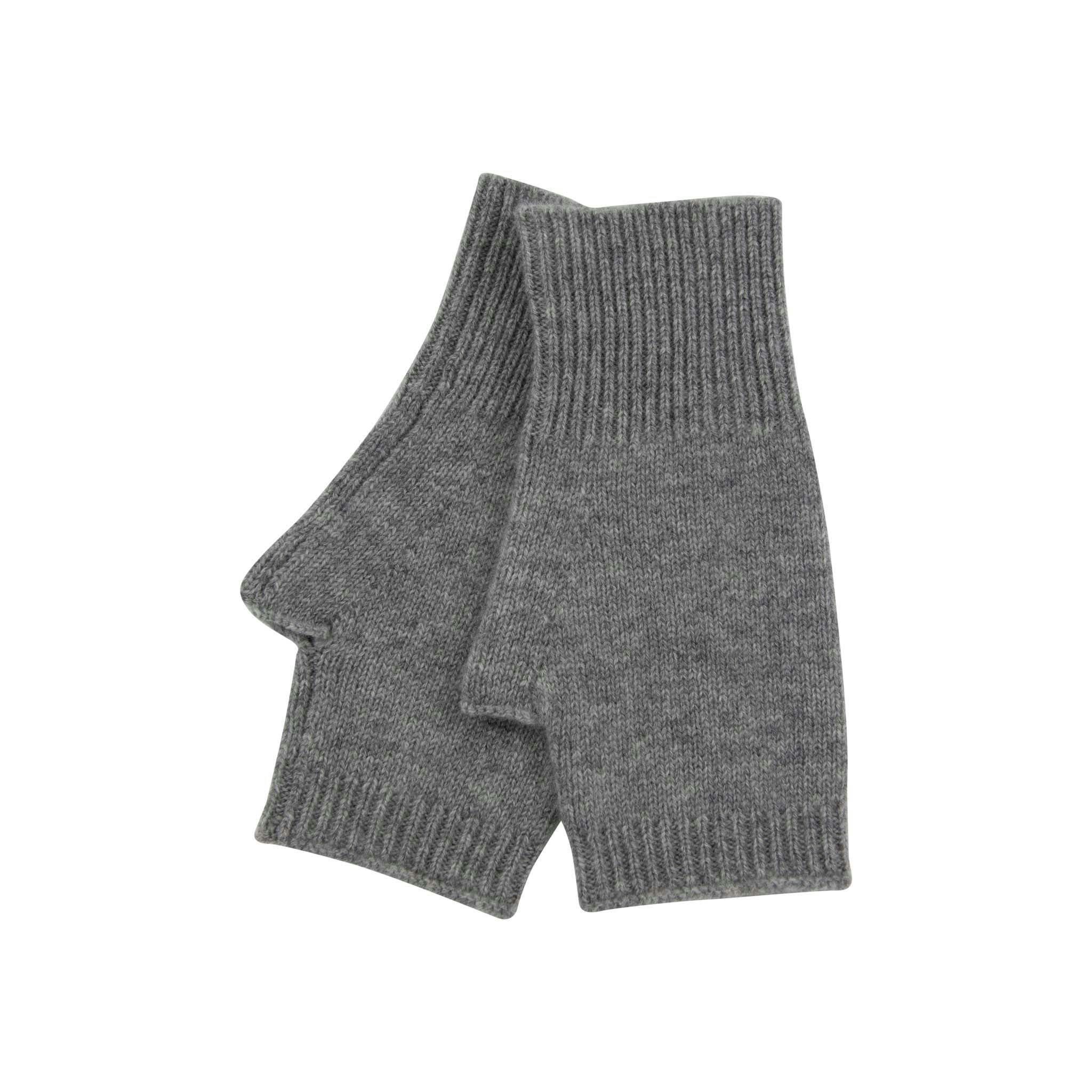House Of Dalziel Grey Cashmere Handwarmers - Melange