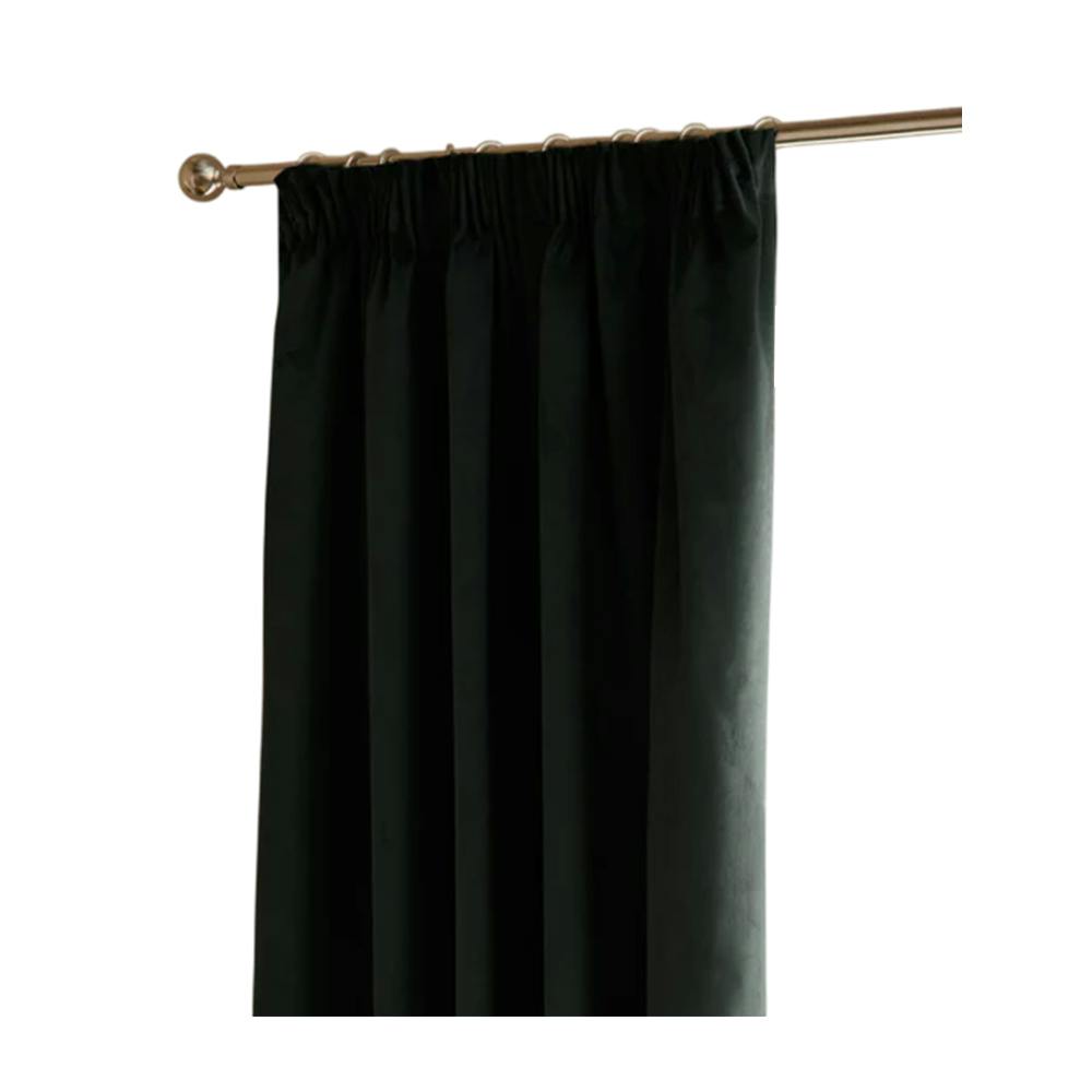 Furn Black Ultimate Velvet Pencil Pleat Curtains - 168Cm X 183Cm - 100% Polyester