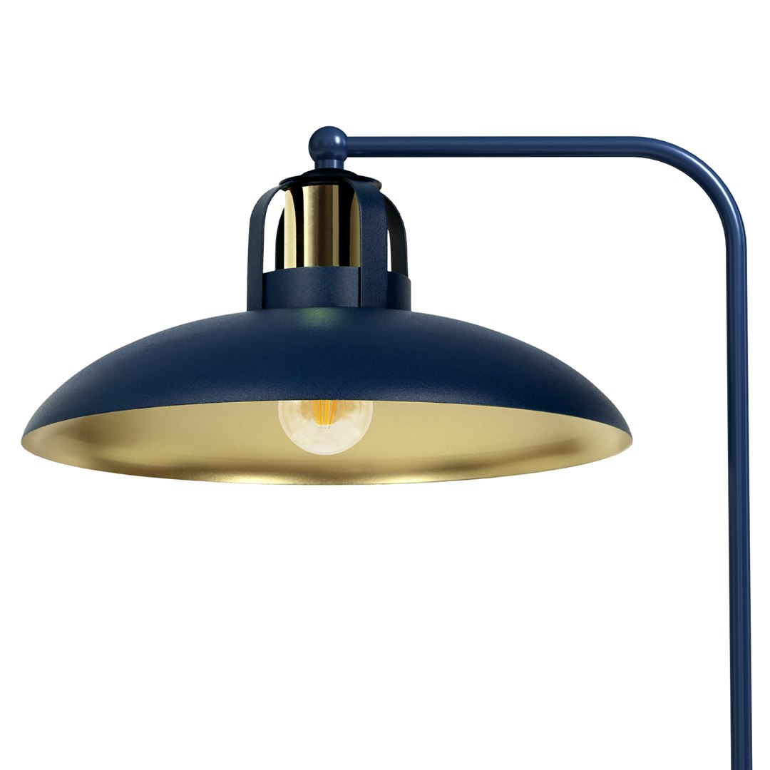 Rackhams Gold Felix Hand Made Designer Table Lamp In Navy And Rugged Industrial With A Luxurious Twist