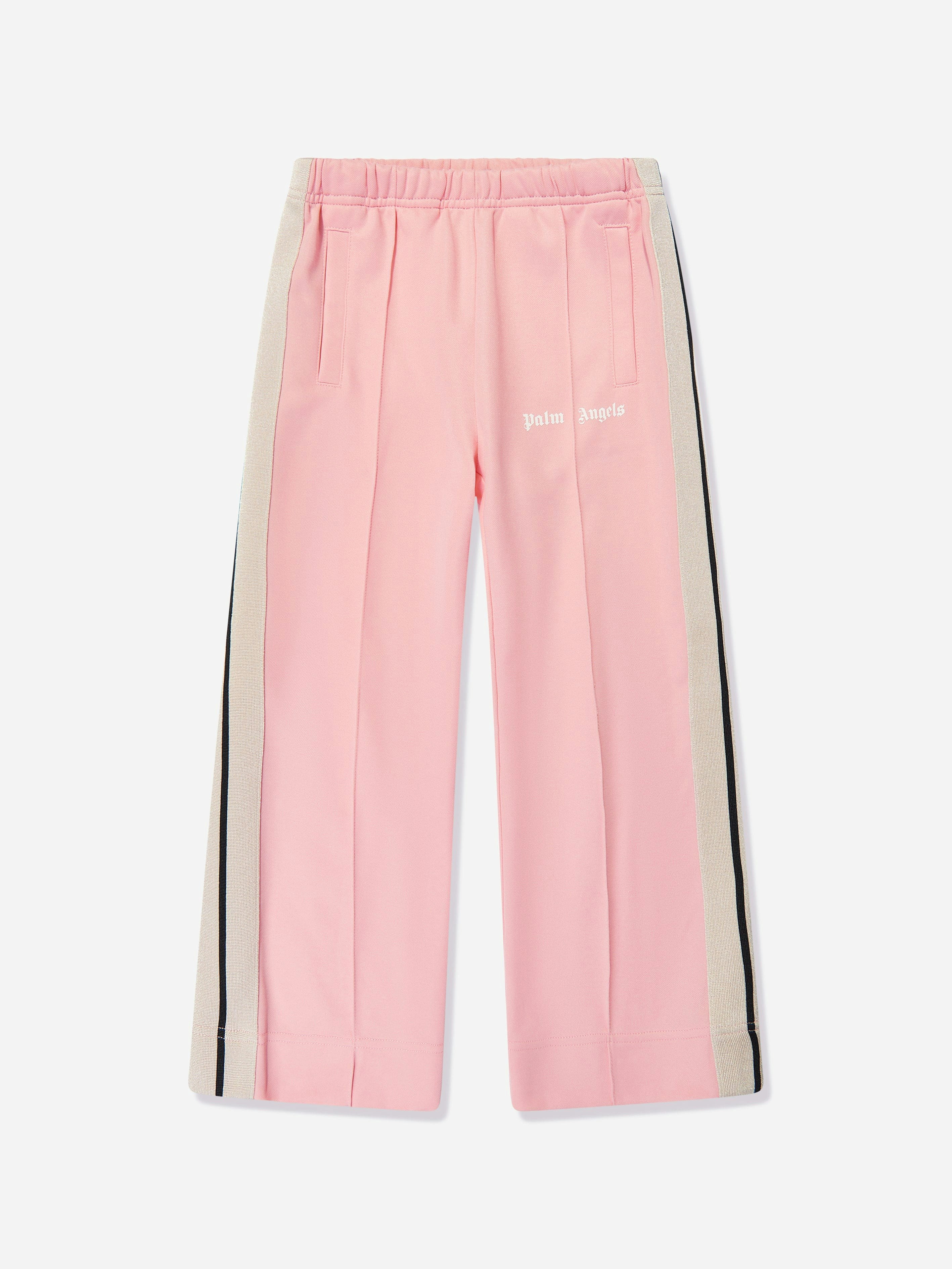 Palm Angels Girls Pink Wide Leg Track Pants In - 10 Yrs