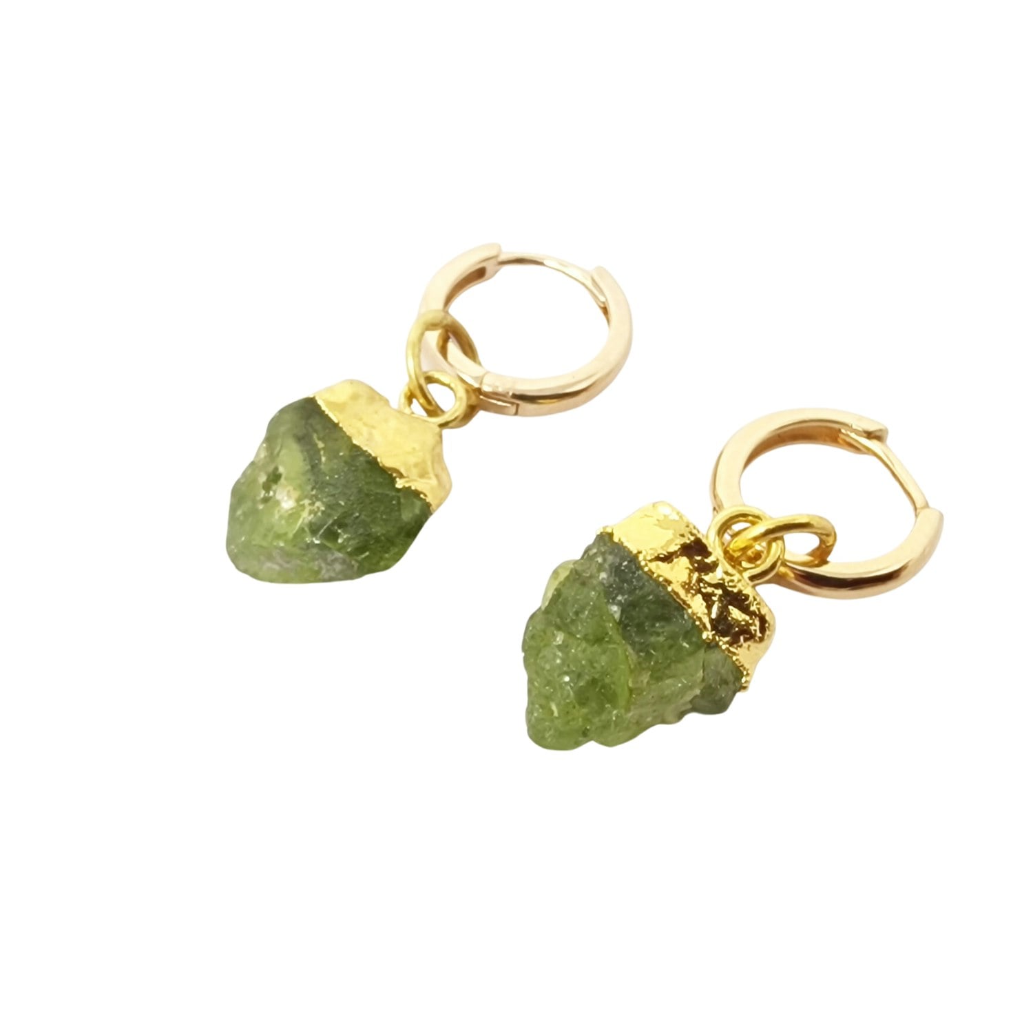 Harfi Gold Raw Peridot August Birthstone Plated Huggies