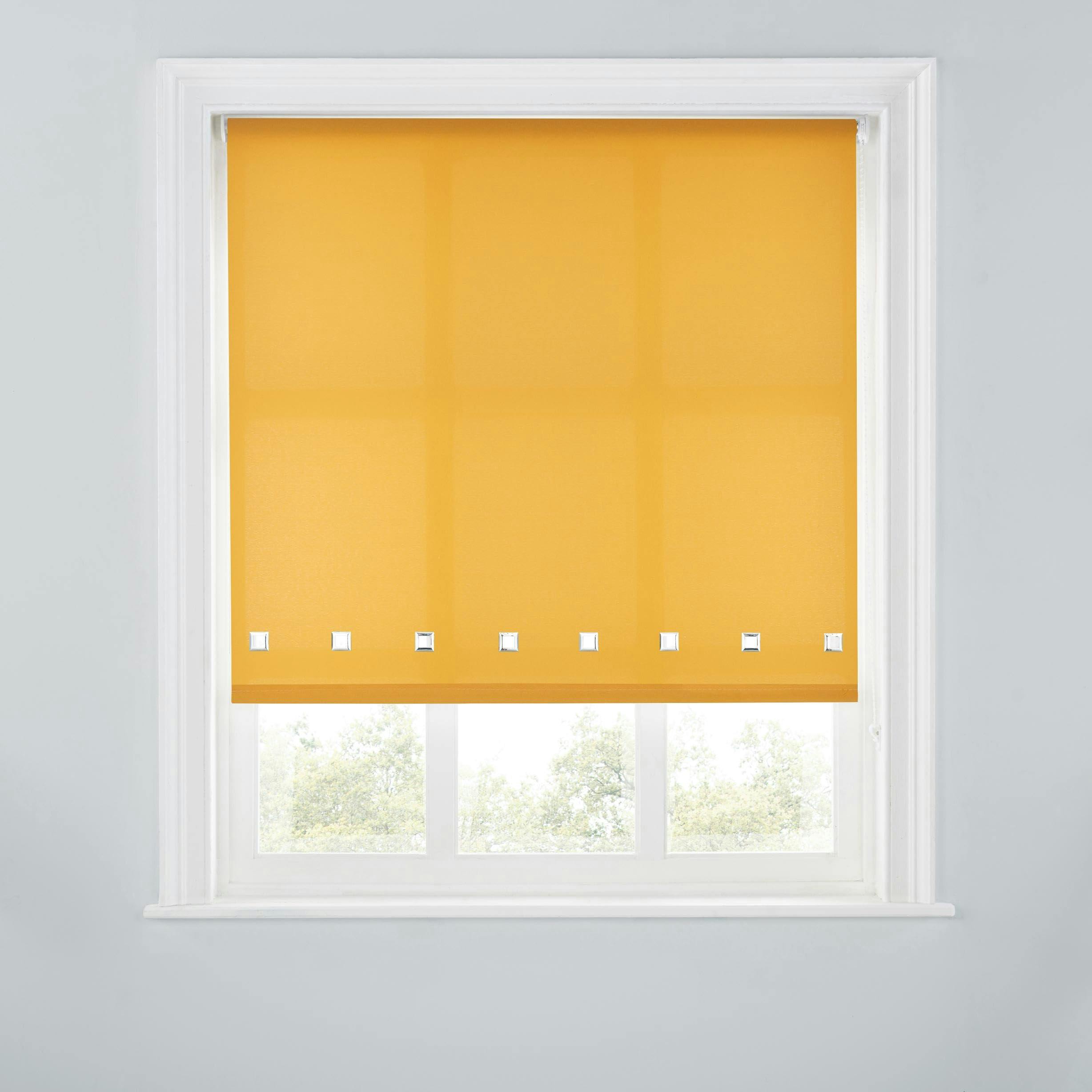 A.unique Home Light Trimmable Square Eyelet Roller Blind - 4Ft - Ochre - 120Cm(W)X170cm(L)