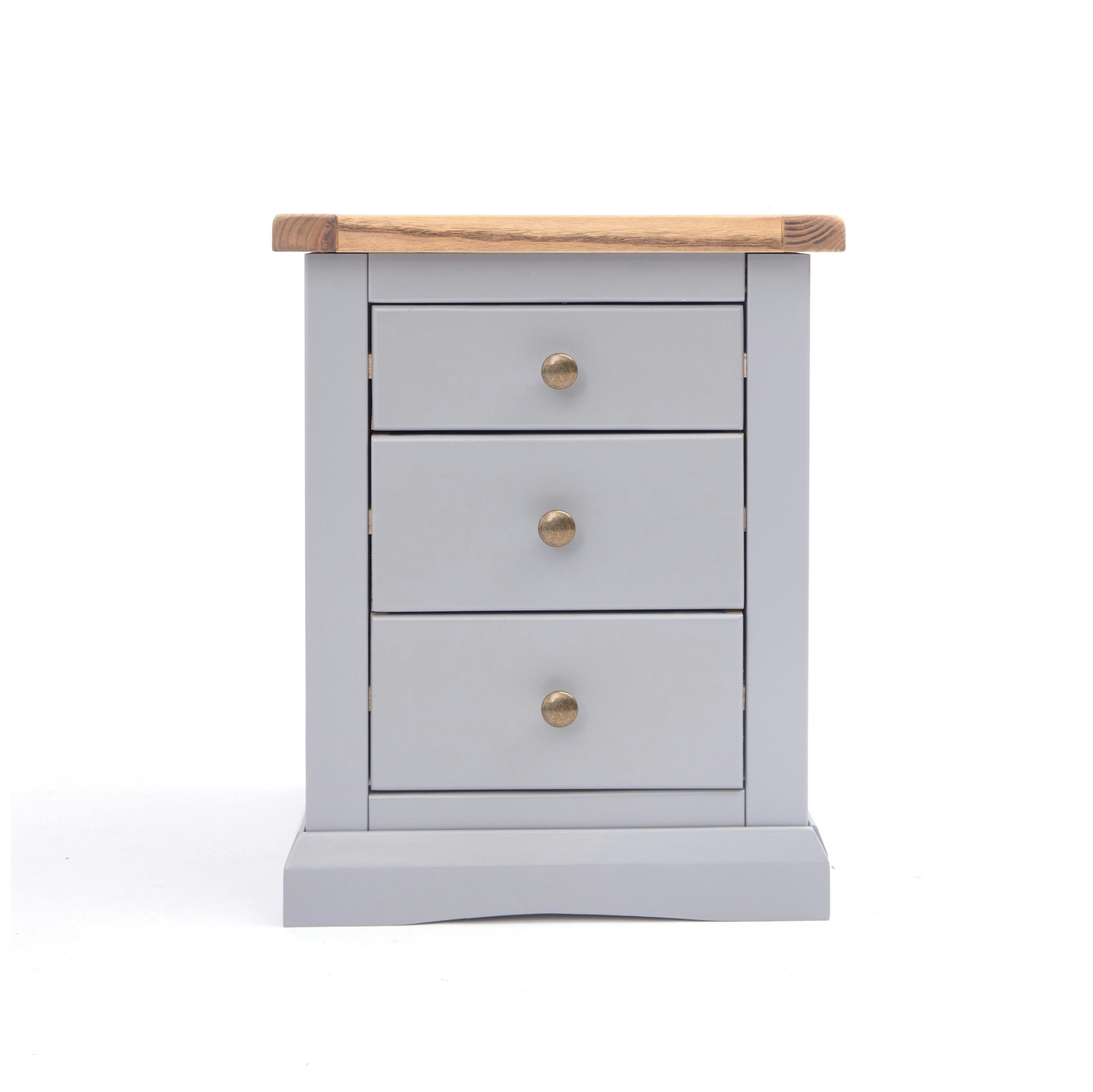 Cabinet Bits Grey Rocca 3 Drawer Bedside Table