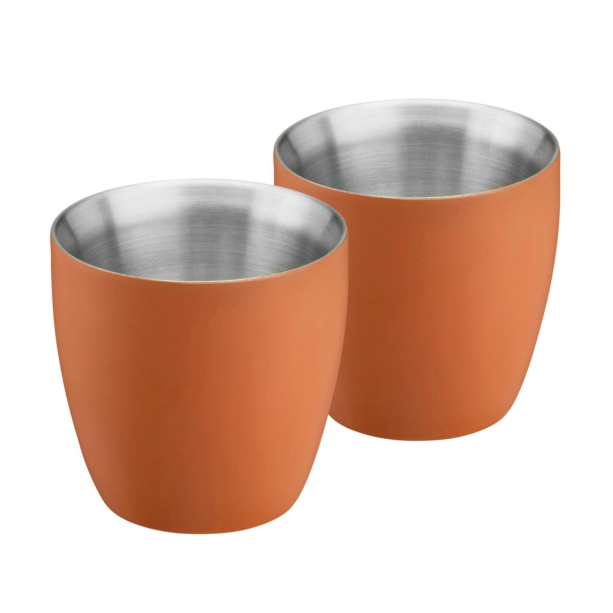 Cooks Professional Set of 2 Insulated Stainless Steel Espresso Cups - Orange - 90ml - Image 3