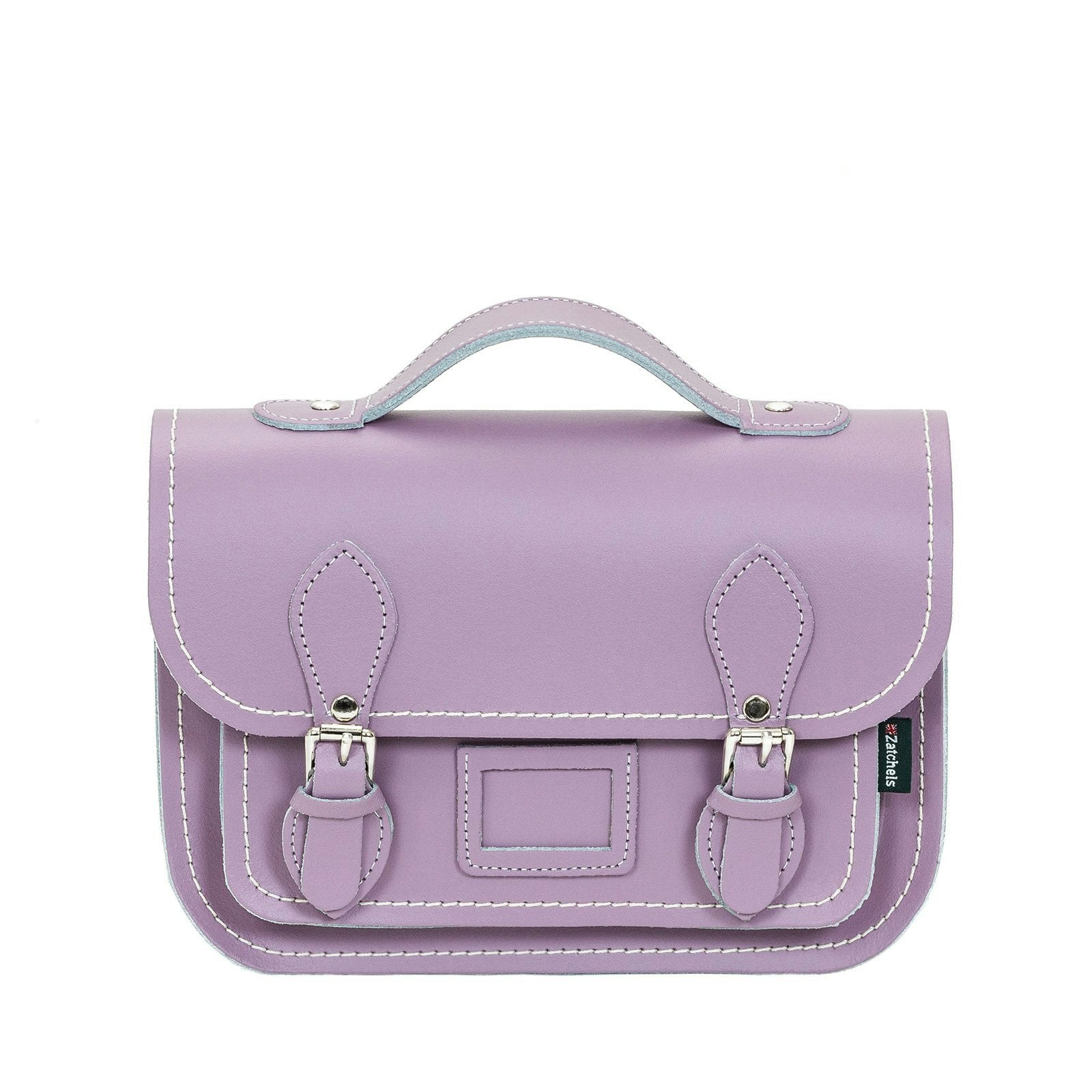 Zatchels Silver Leather Midi Satchel - Pastel Violet