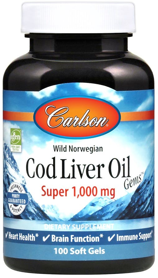 Carlson Labs Wild Norwegian Cod Liver Oil Gems Heart, Brain Support 100 Softgels - Image 8