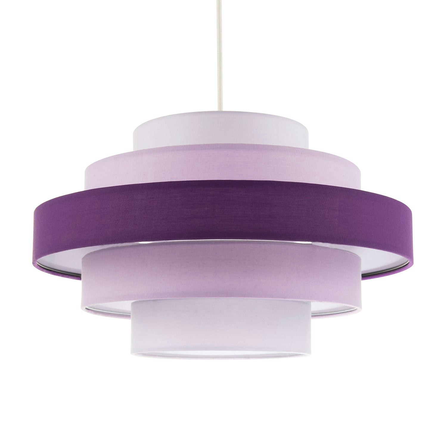 Happy Homewares Purple/Lilac Five Tier Pendant Shade With Various And Cotton Rings