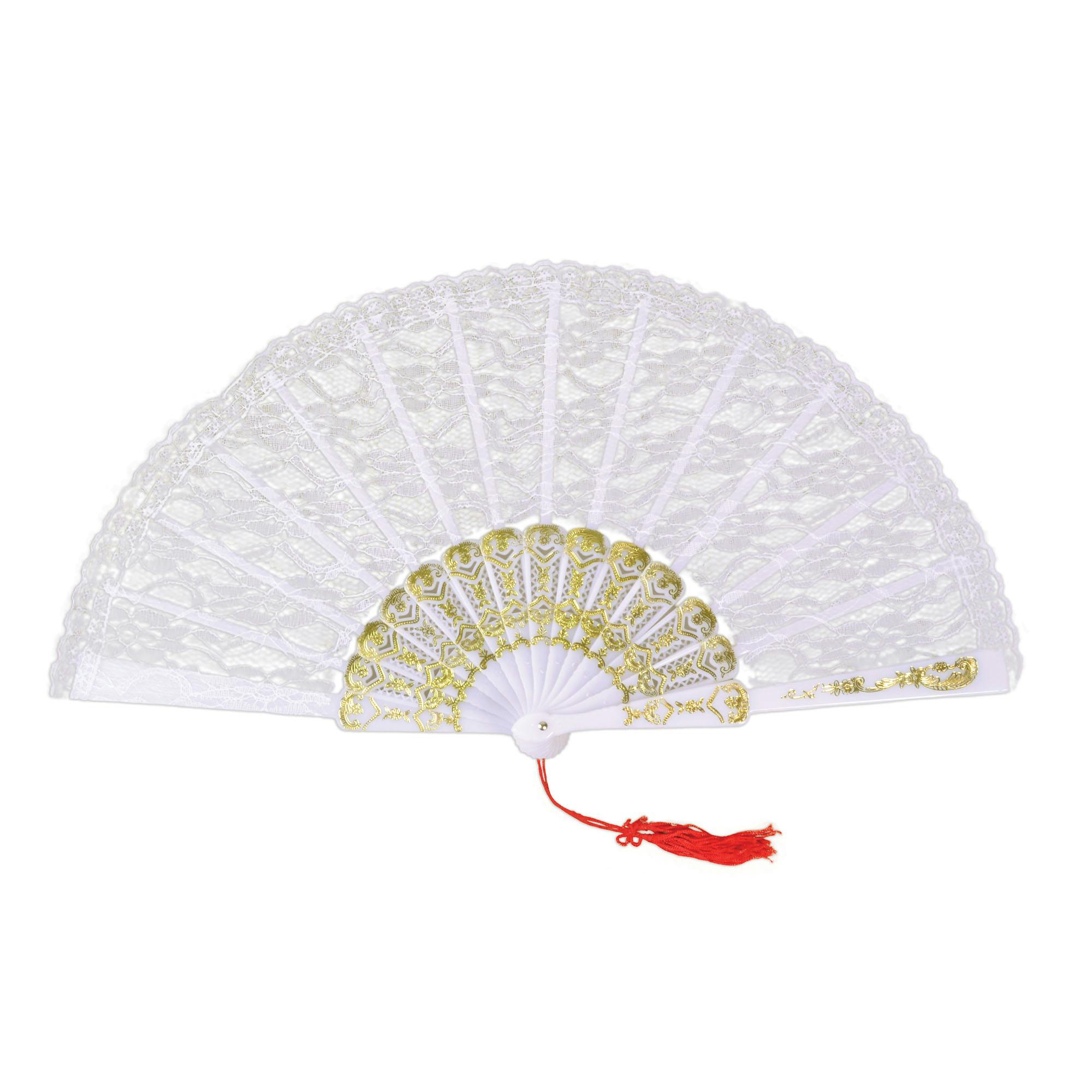 Bristol Novelty White Lace Fan - One Size