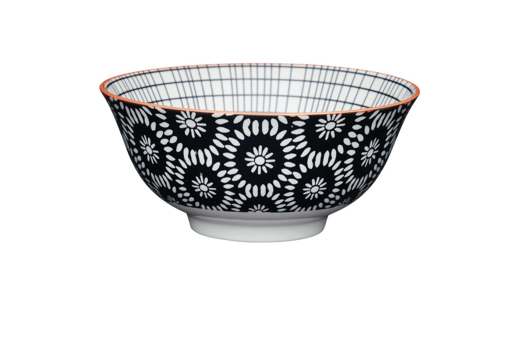 Rackhams Black Tile Centred Ceramic Bowl, 16Cm - Multicolour - Stoneware - Bowls
