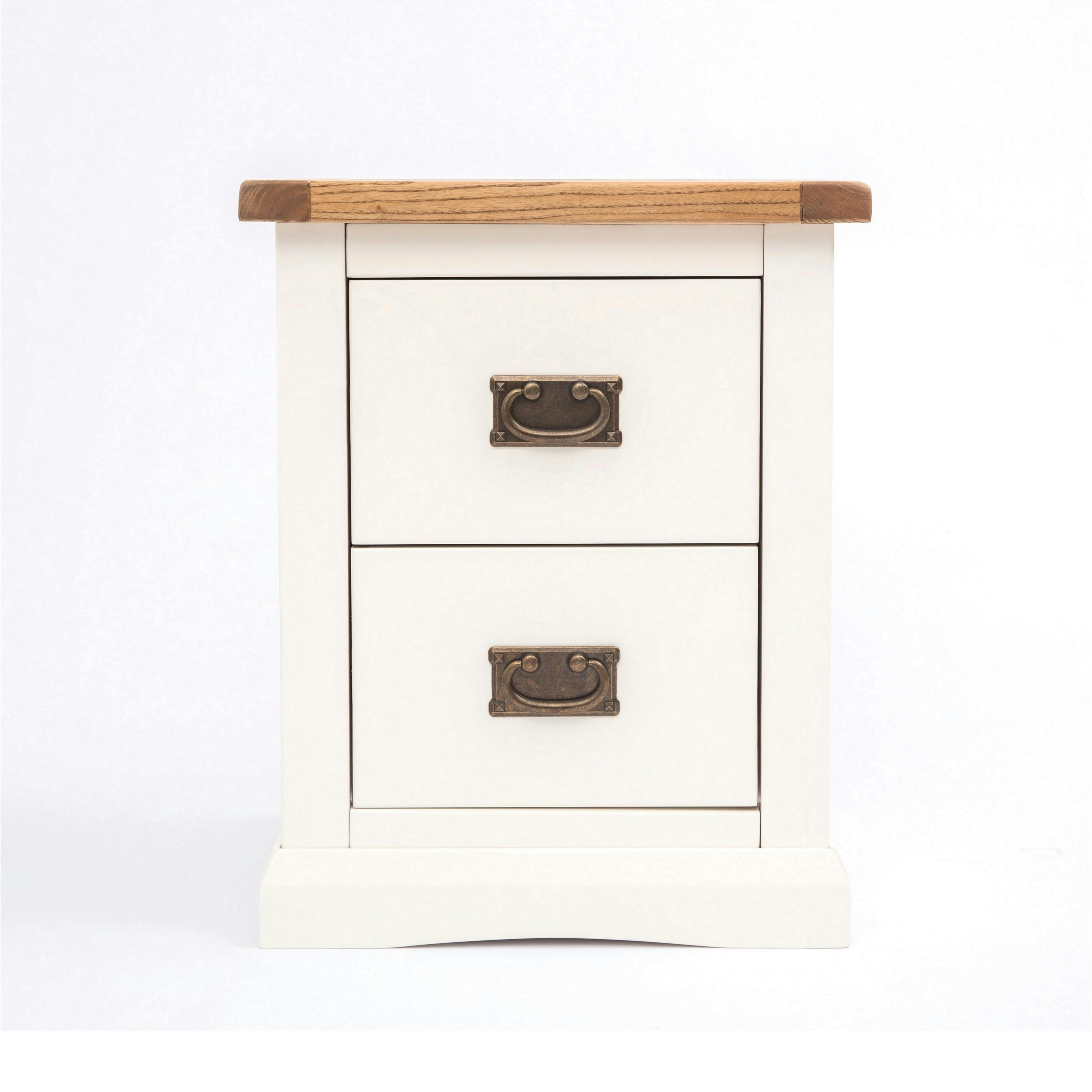 Cabinet Bits White Cosenza 2 Drawer Bedside Table - Off