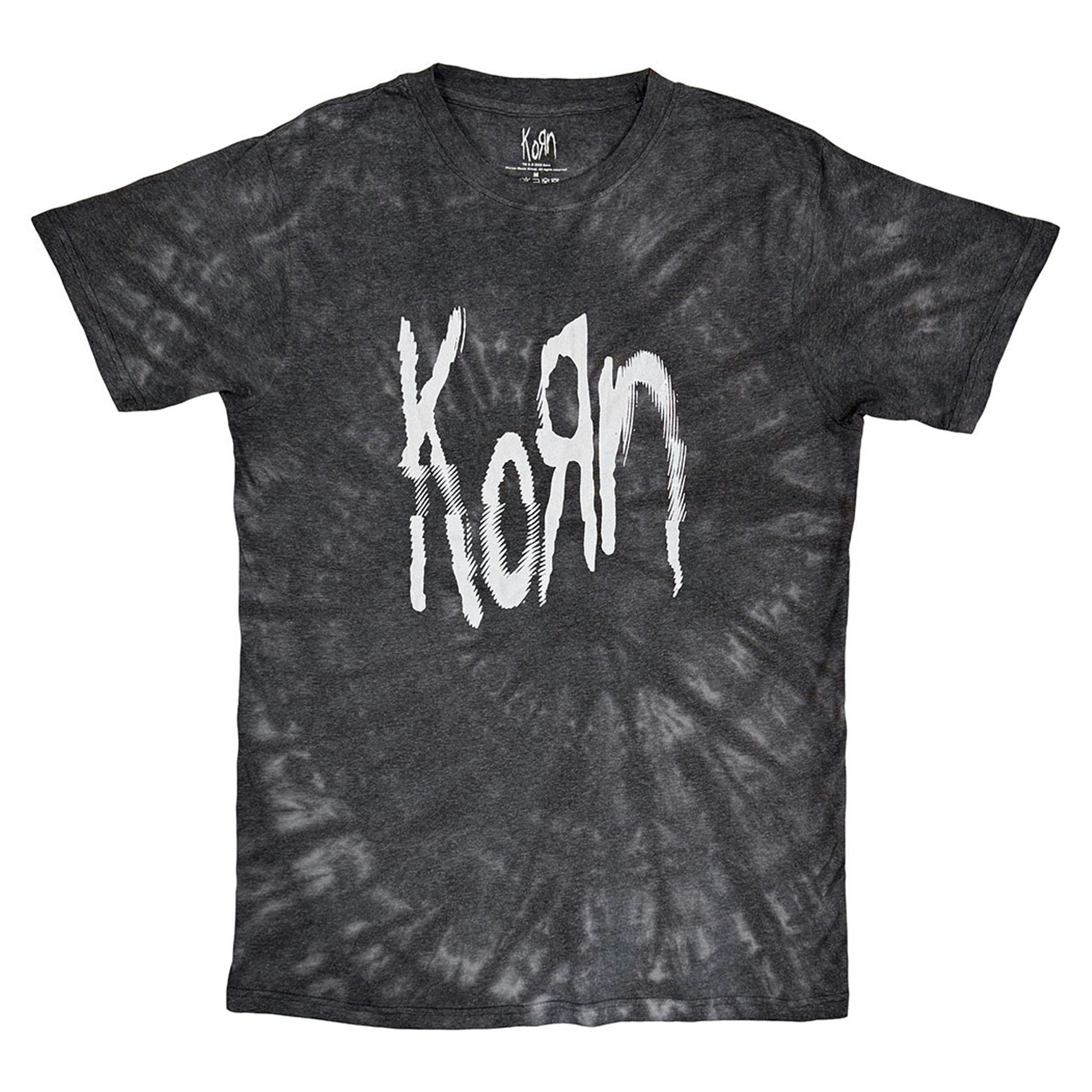 Paradiso Clothing Unisex Black Korn Spider Glitch Band Logo Dye Wash T Shirt - L