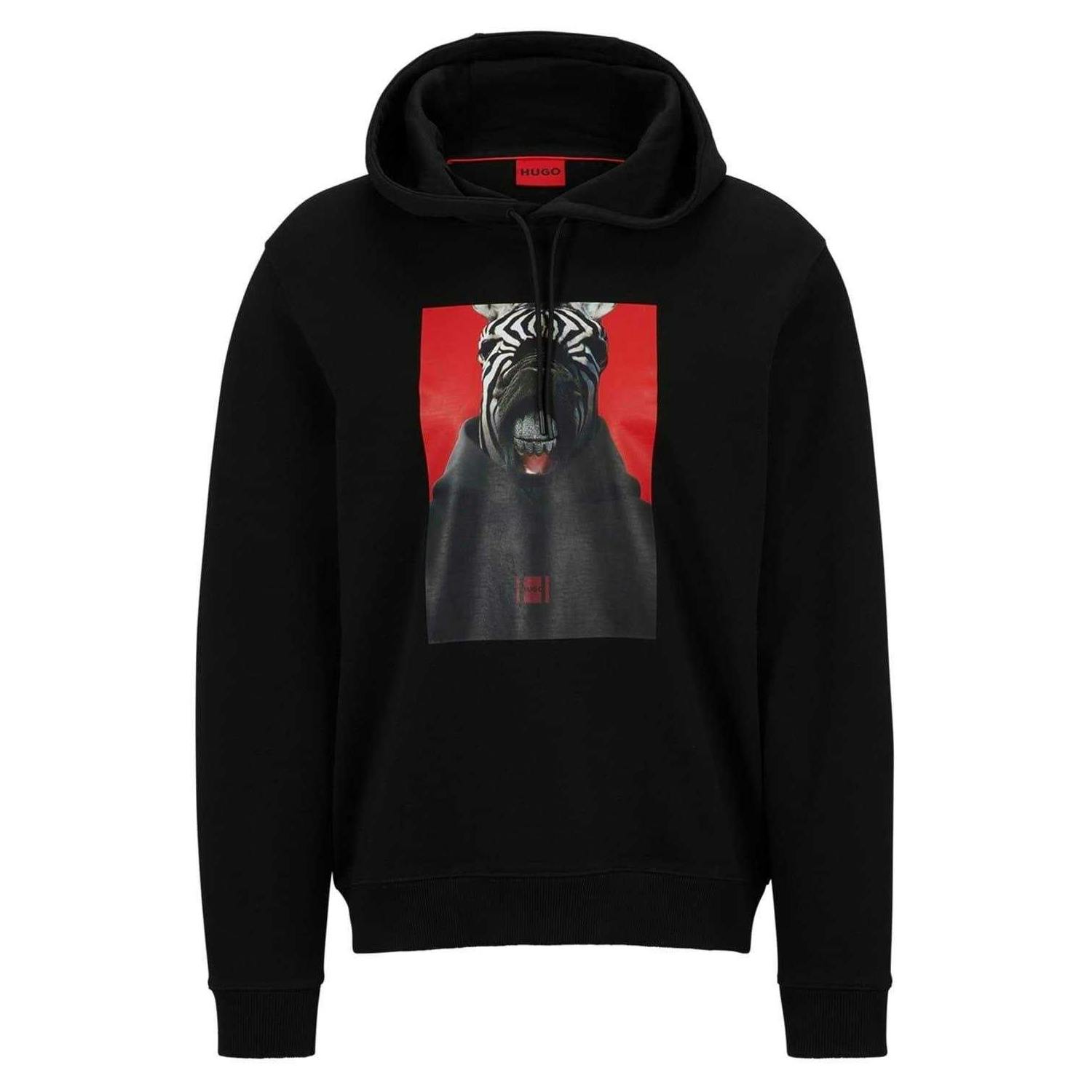 Hugo Men's Black Zebra Hoodie - S - 100% Cotton