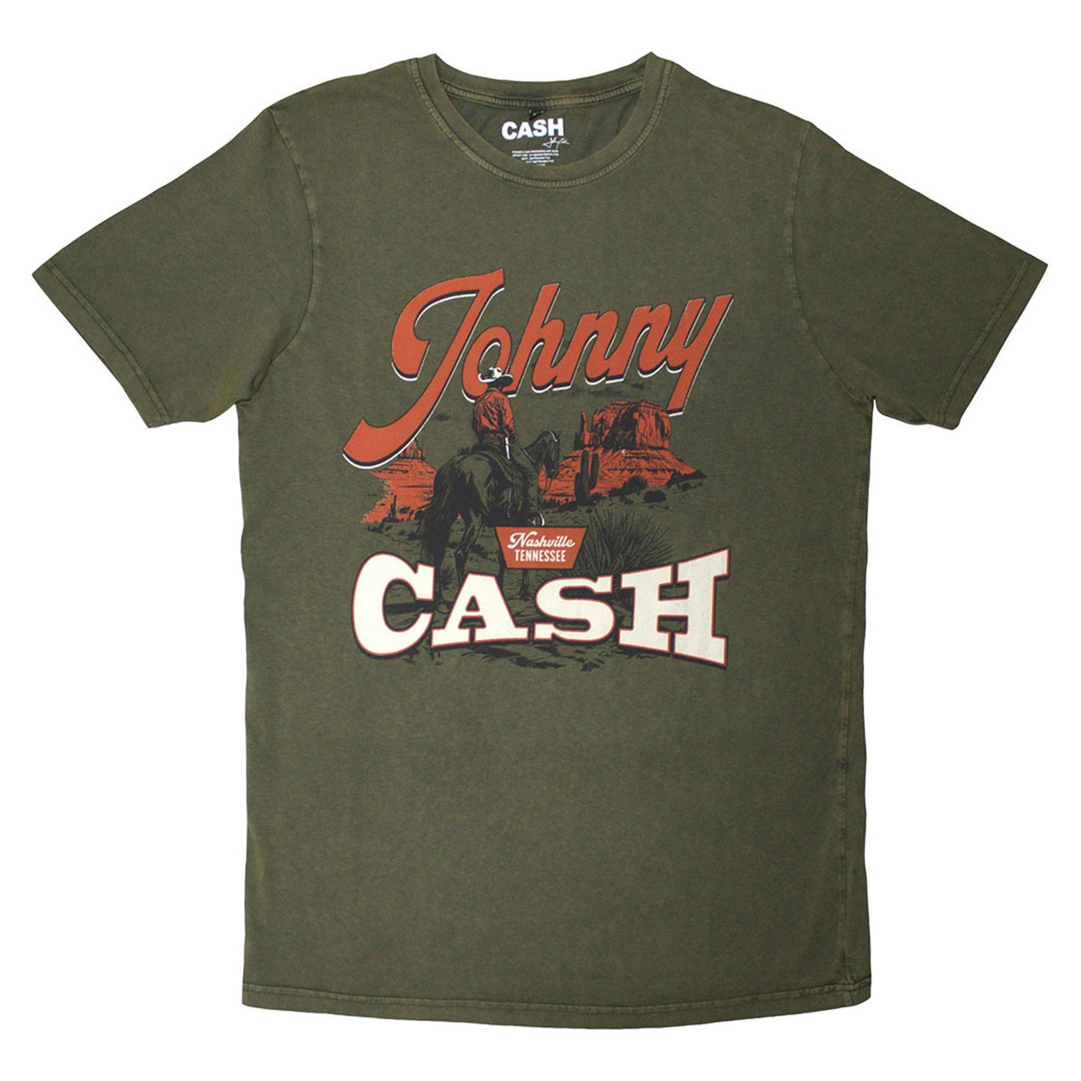 Paradiso Clothing Unisex Green Paradiso Johnny Cash Desert Cowboy Stone Wash T Shirt - L