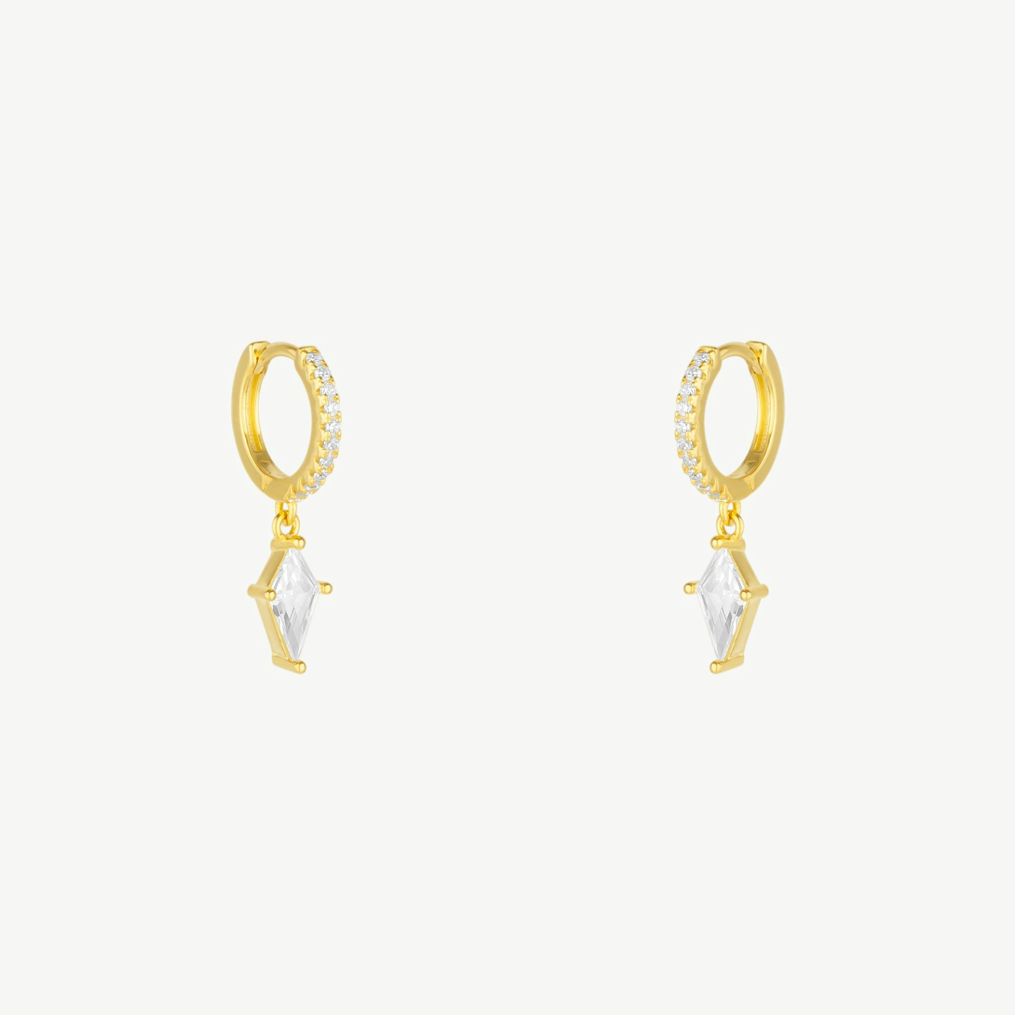 Spero London Silver/Gold Sterling Triangle Pave Spike Hoop Earrings