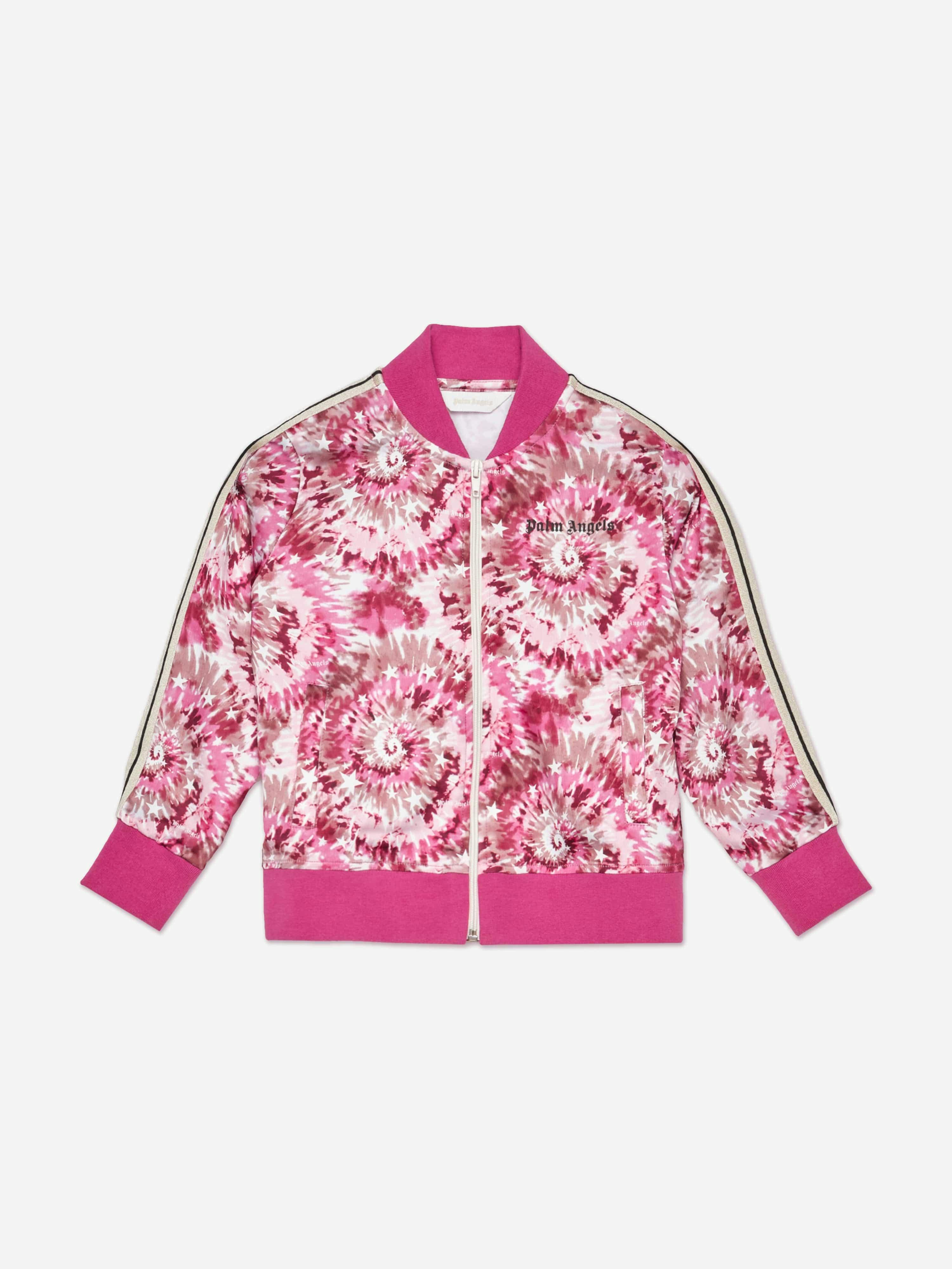 Palm Angels Girls Pink Aop Palms Bomber Track Jacket In - 14 Yrs