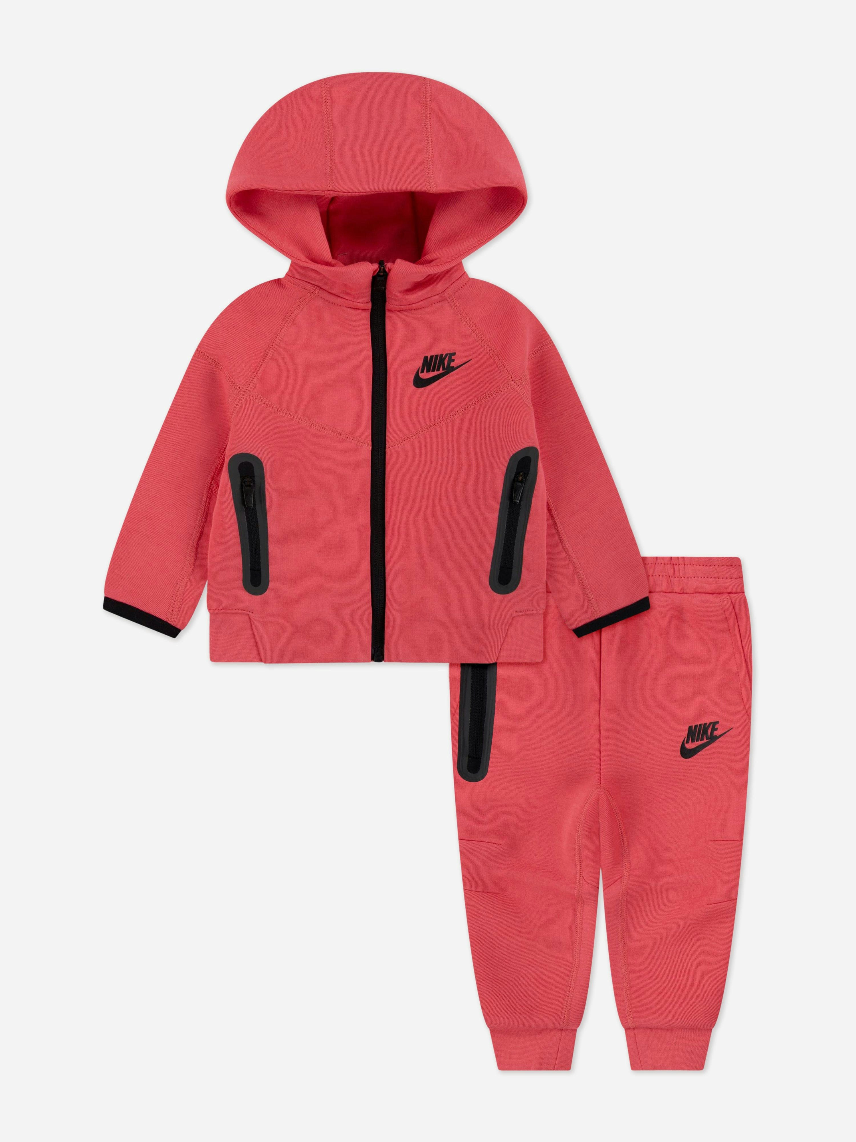 Nike Girls Pink Tech Fleece Hooded Full Zip Tracksuit In - 2 - 3 Years