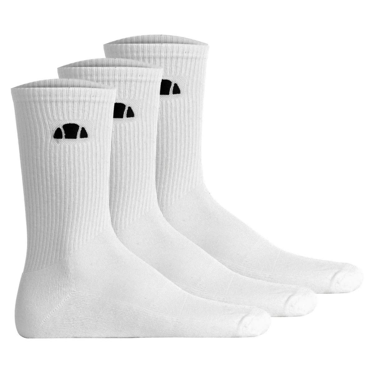 Ellesse Unisex White Adult Alacre Crew Socks (Pack Of 3) - 4 Uk-8 Uk - 68% Cotton/16% Polyester/14% Polyamide/2% Elastane