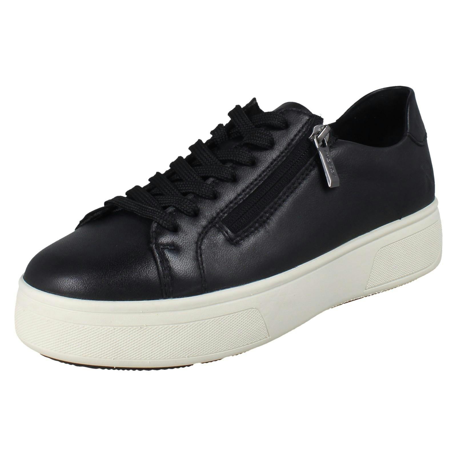 Rieker Women's Black Platform Lace Up Trainers With Side Zip M7701 - Uk 4