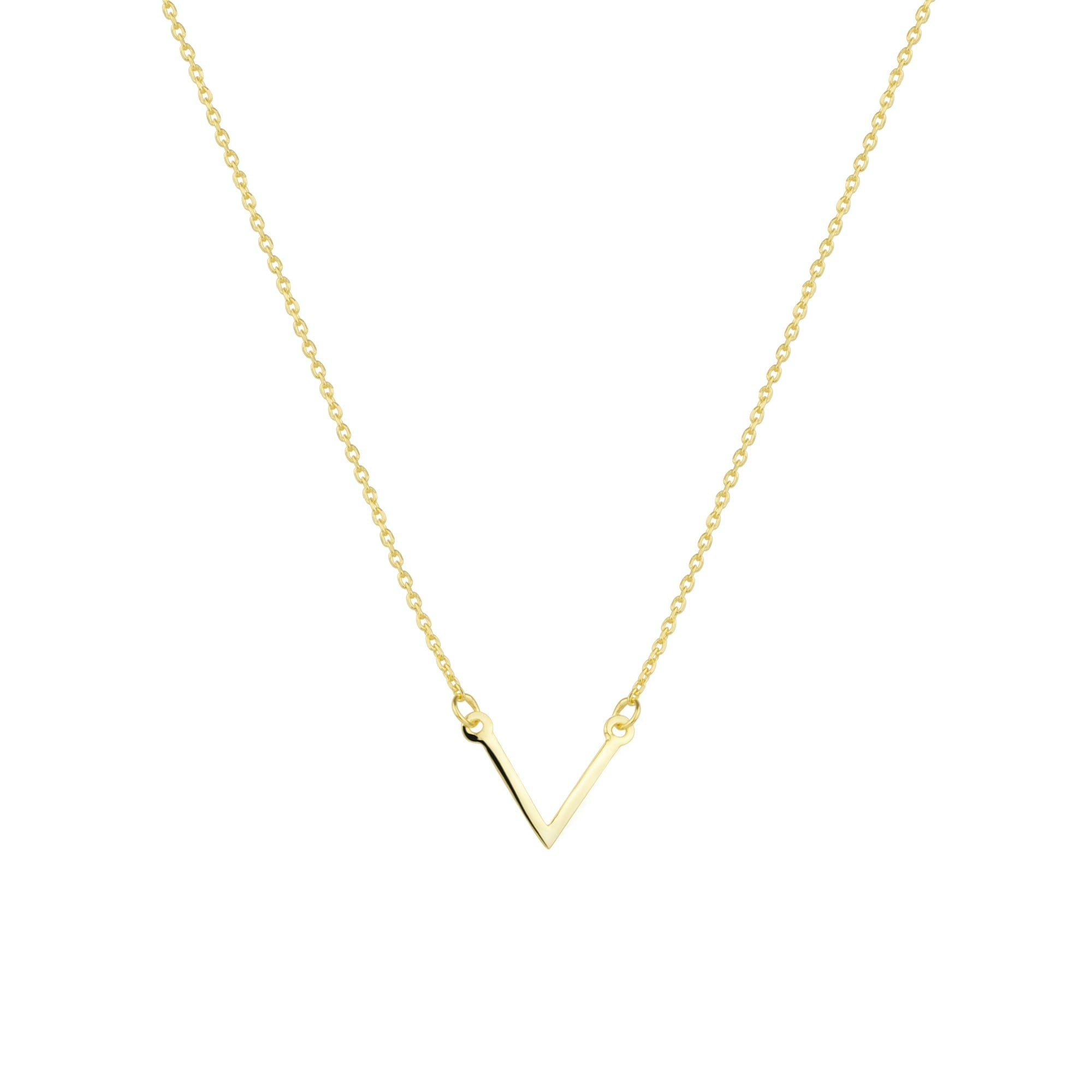 Spero London Silver/Gold Sterling Essential V Wishbone Necklace