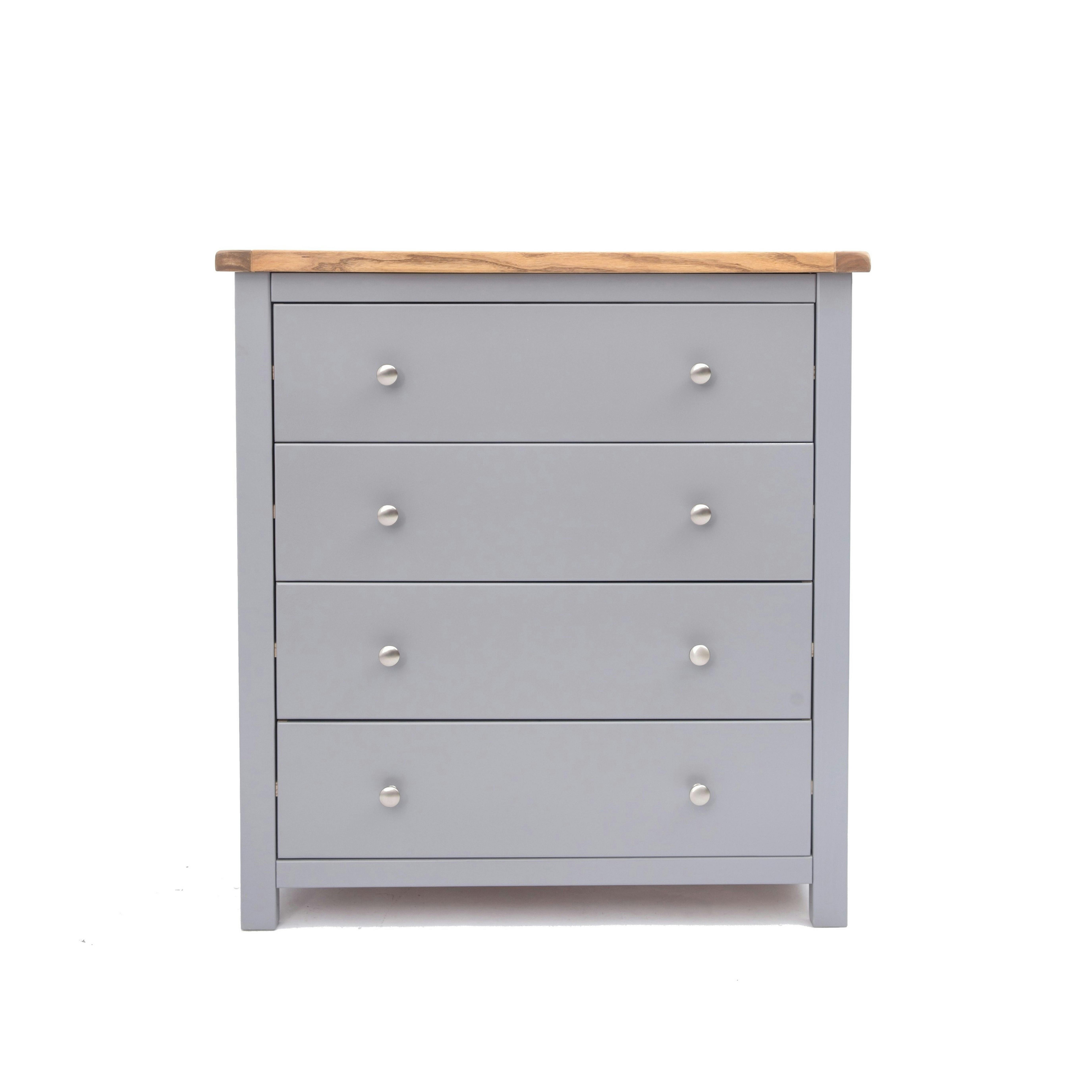 Rackhams Grey Mirano 4 Drawer Chest Of Drawers Chrome Knob