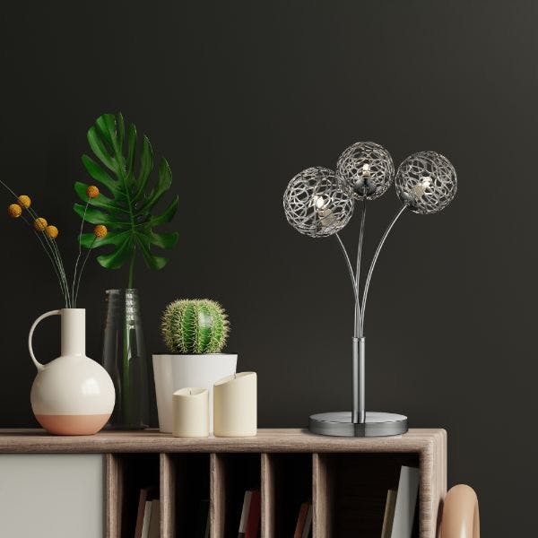 Rackhams Light Kesha 3 47Cm Table Lamp Chrome
