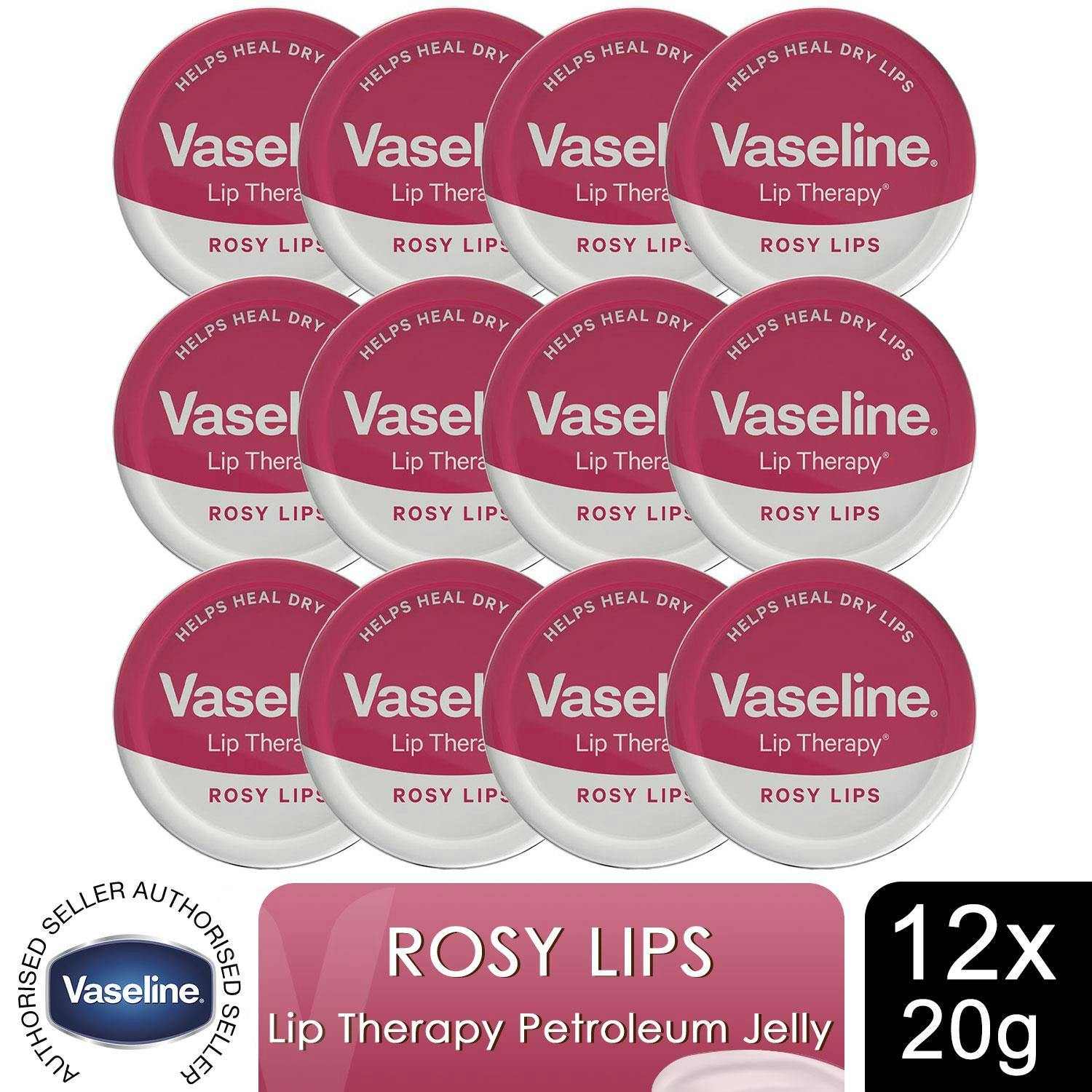 Vaseline White Lip Therapy Rosy Lips 20Gm Petroleum Jelly Tinted Lip Balm, 12 Pack In - Image 4
