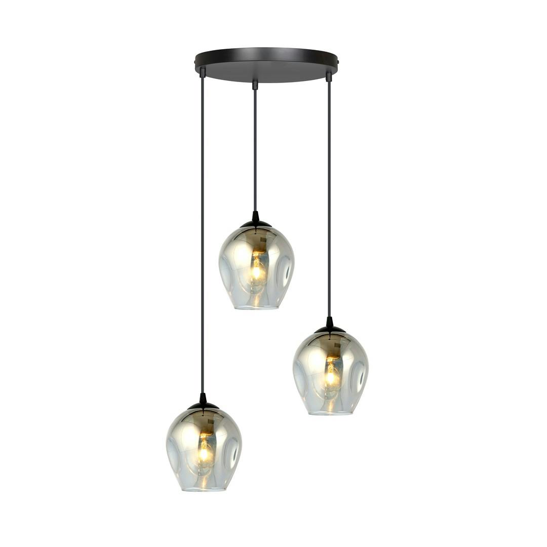 Rackhams Black Istar Pendant Lamp 3 X E27 With Graphite Shade