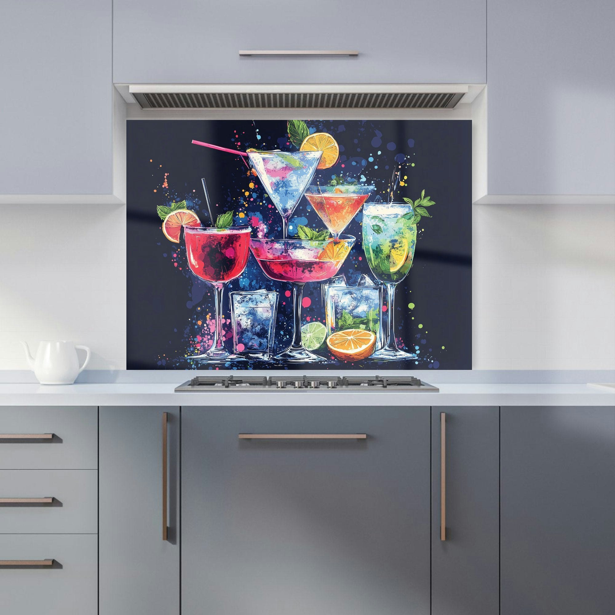 Warren Reed - Designer Nighttime Cocktail Splash Kitchen Splashback - W900mm X H650mm