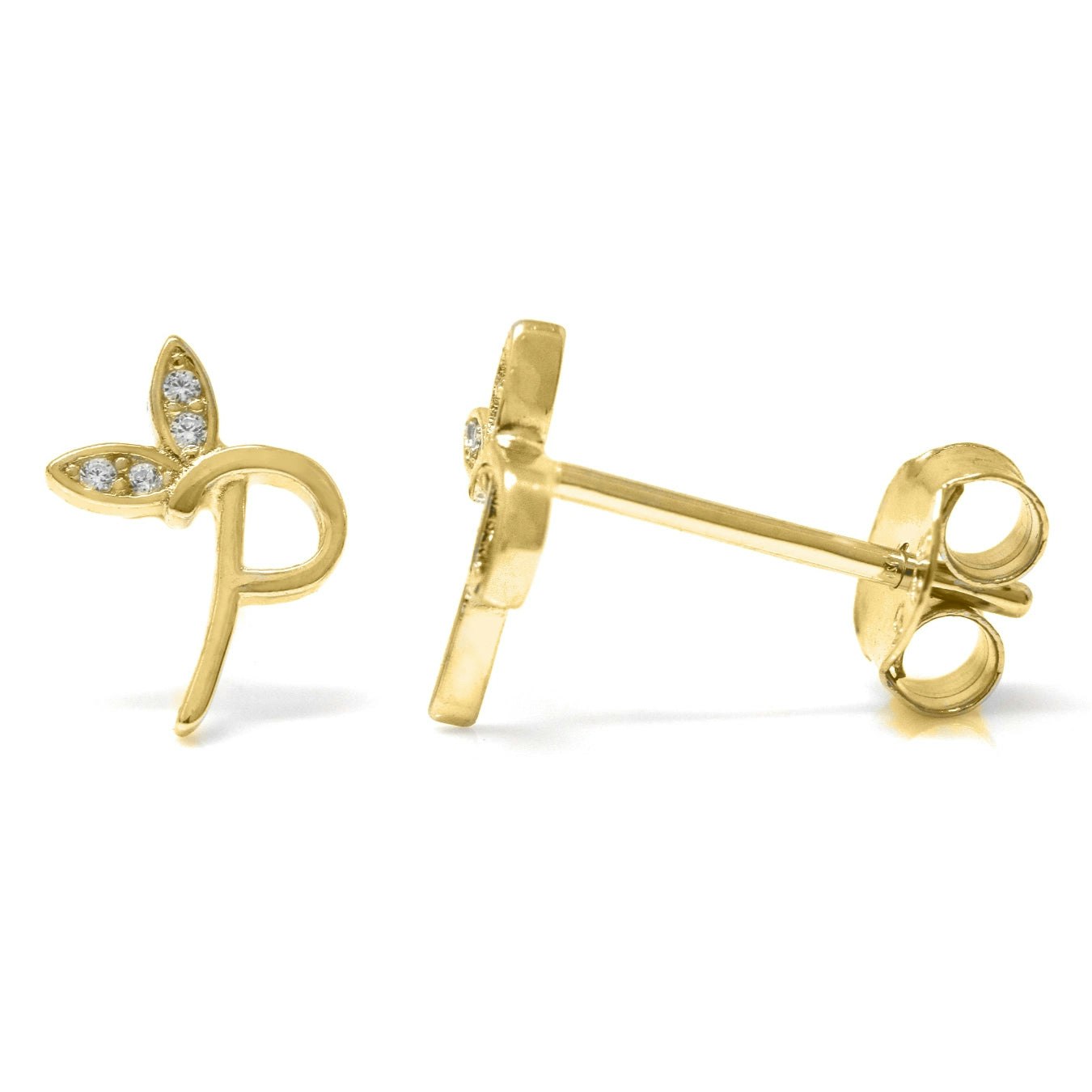 Say It With Yellow/Gold Winged Initial Earrings - Plated - P