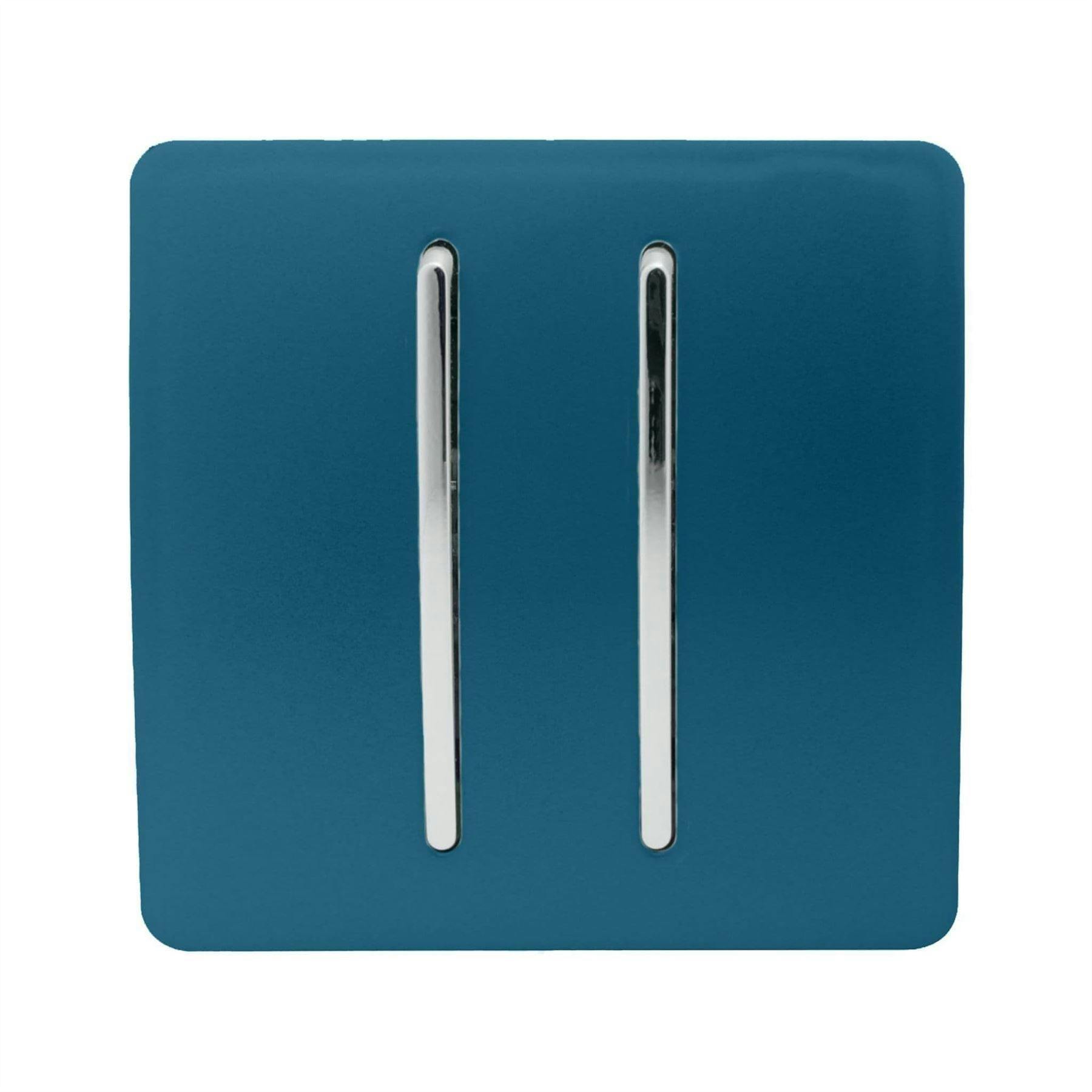 Trendi Switch Blue 2 Gang Retractive Doorbell Switch In Midnight