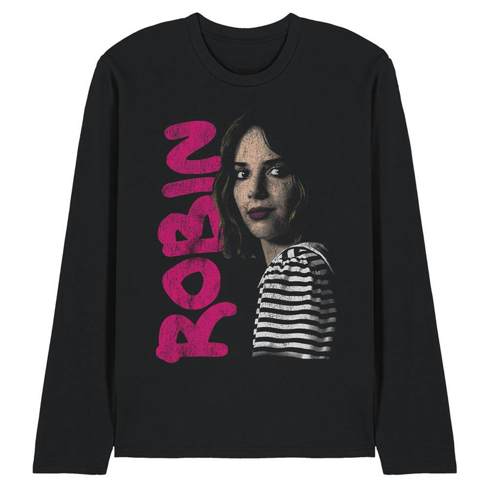 Stranger Things Unisex Black Adult Robin Neo Homage Long-Sleeved T-Shirt - Xl
