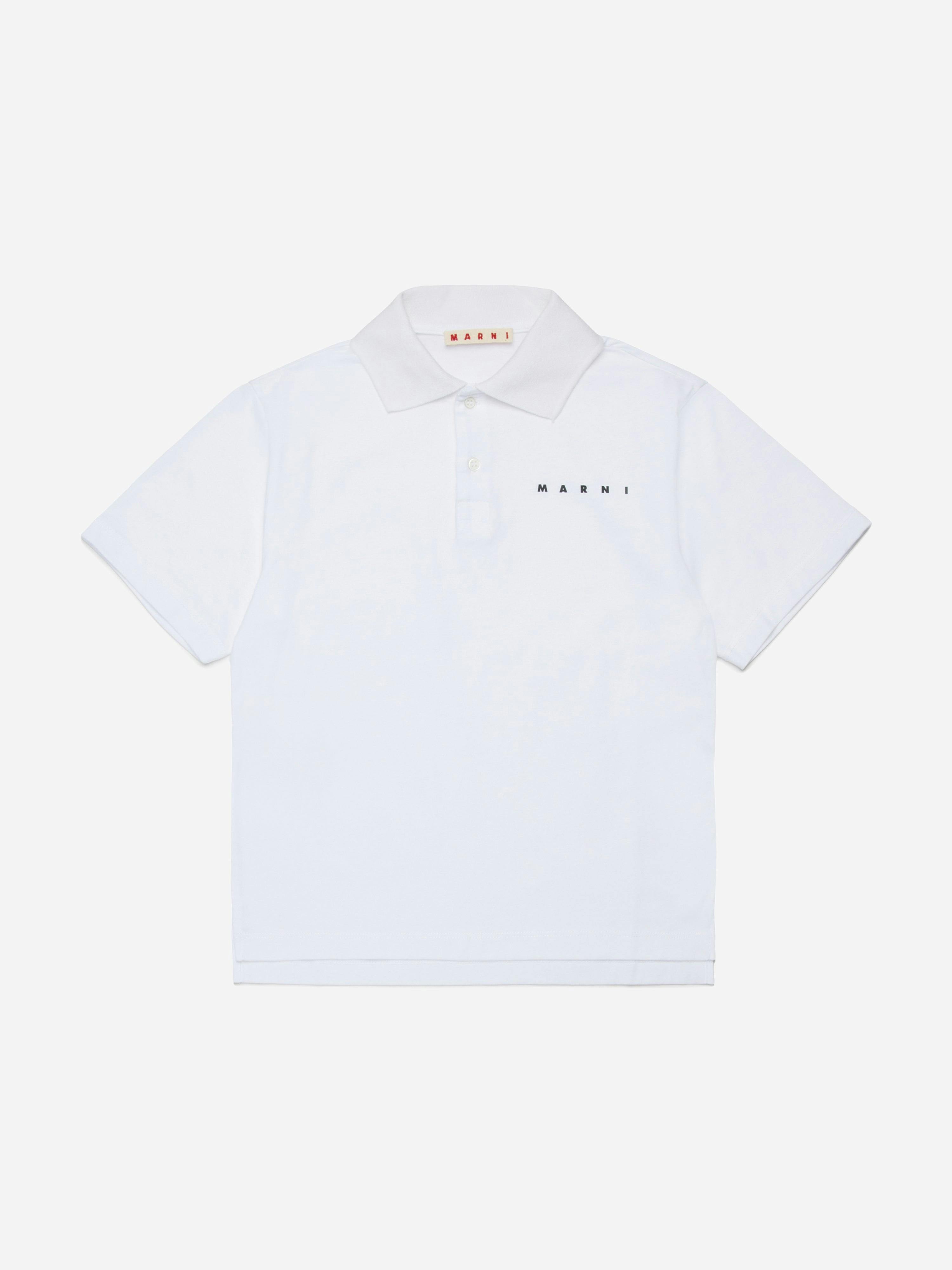 Marni Kids Boys White Logo Polo Shirt In - 14 Yrs