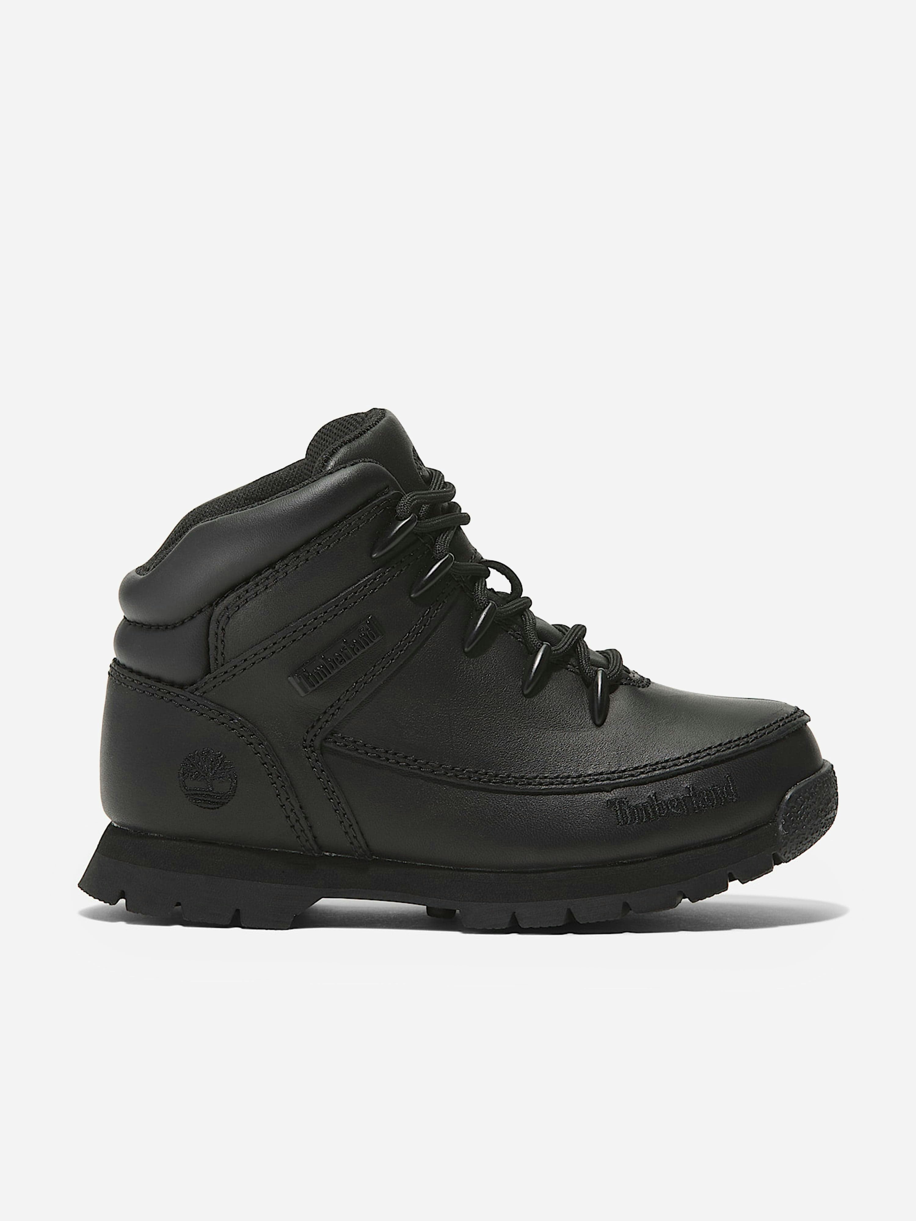 Timberland Boys Black Euro Sprint Mid Lace Up Boots In - Eu 34 Uk 1.5 Us 2