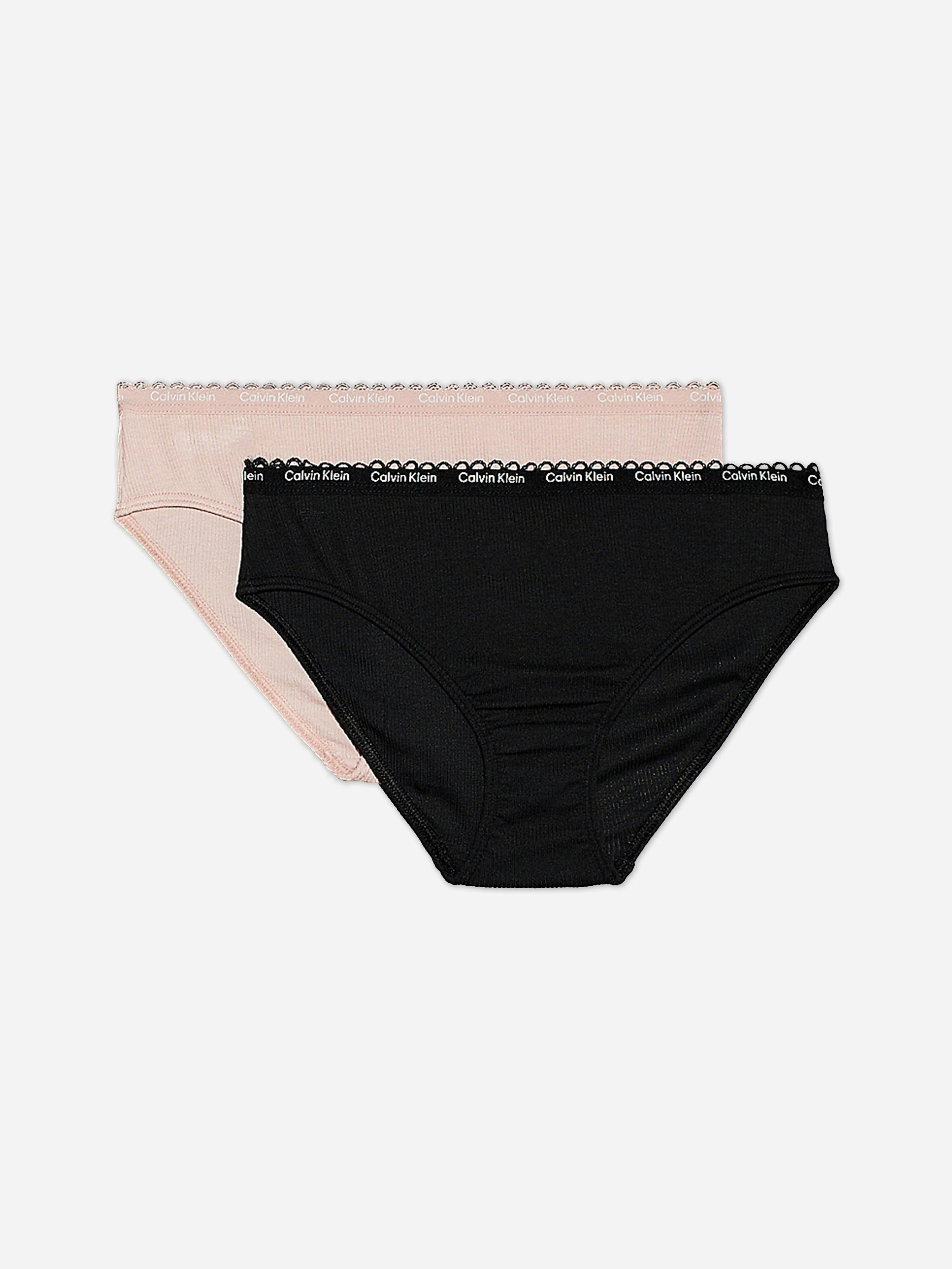 Calvin Klein Girls 2 Pack Bikini Knickers Set In Multicolour - Multicoloured - 8 - 10 Yrs