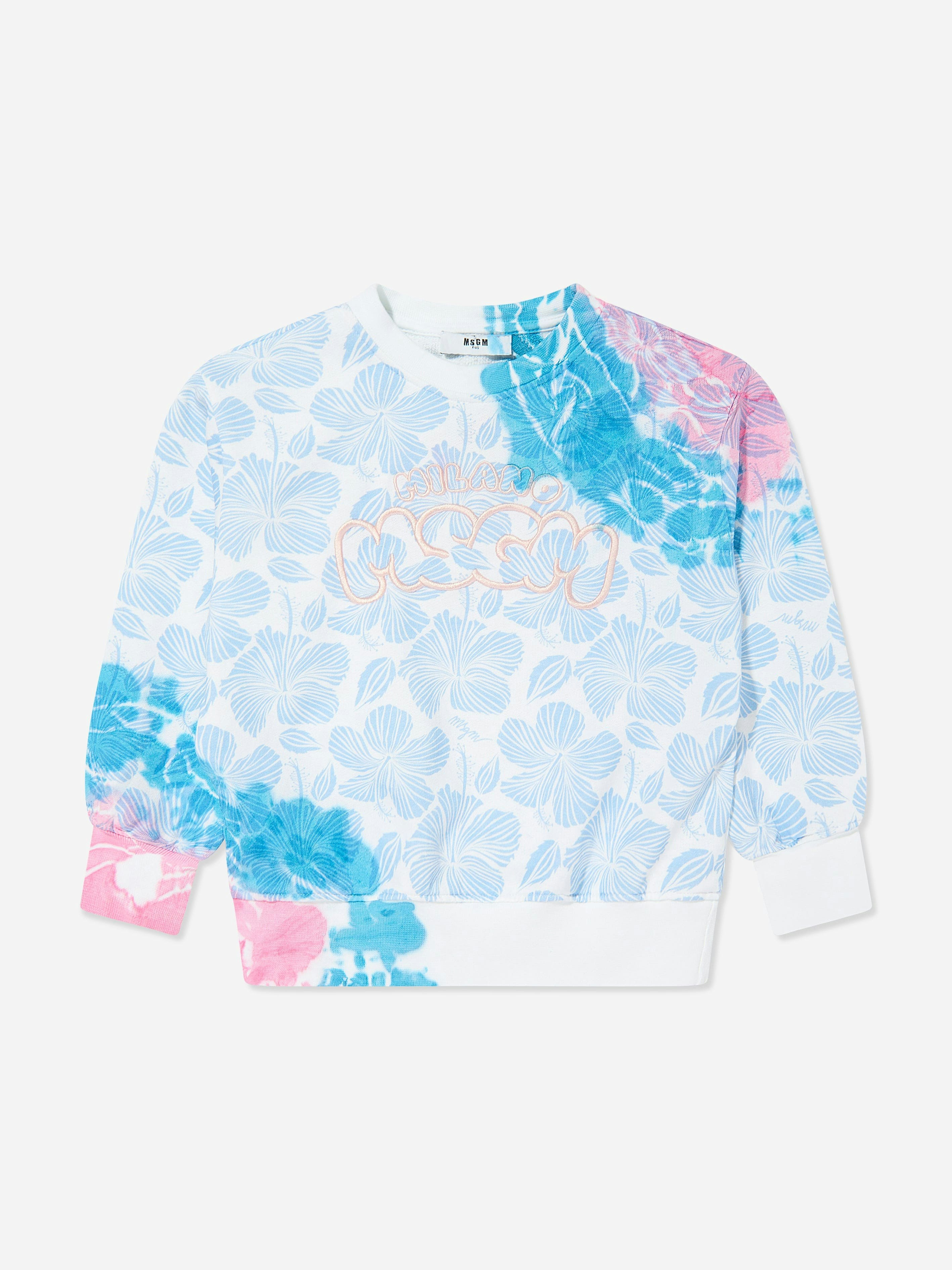 Msgm Girls Blue Logo Sweatshirt In - 12 Yrs