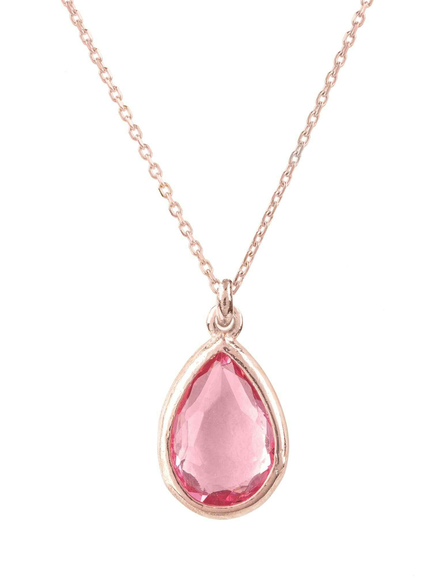 Latelita Pink Pisa Mini Teardrop Necklace Rosegold Tourmaline