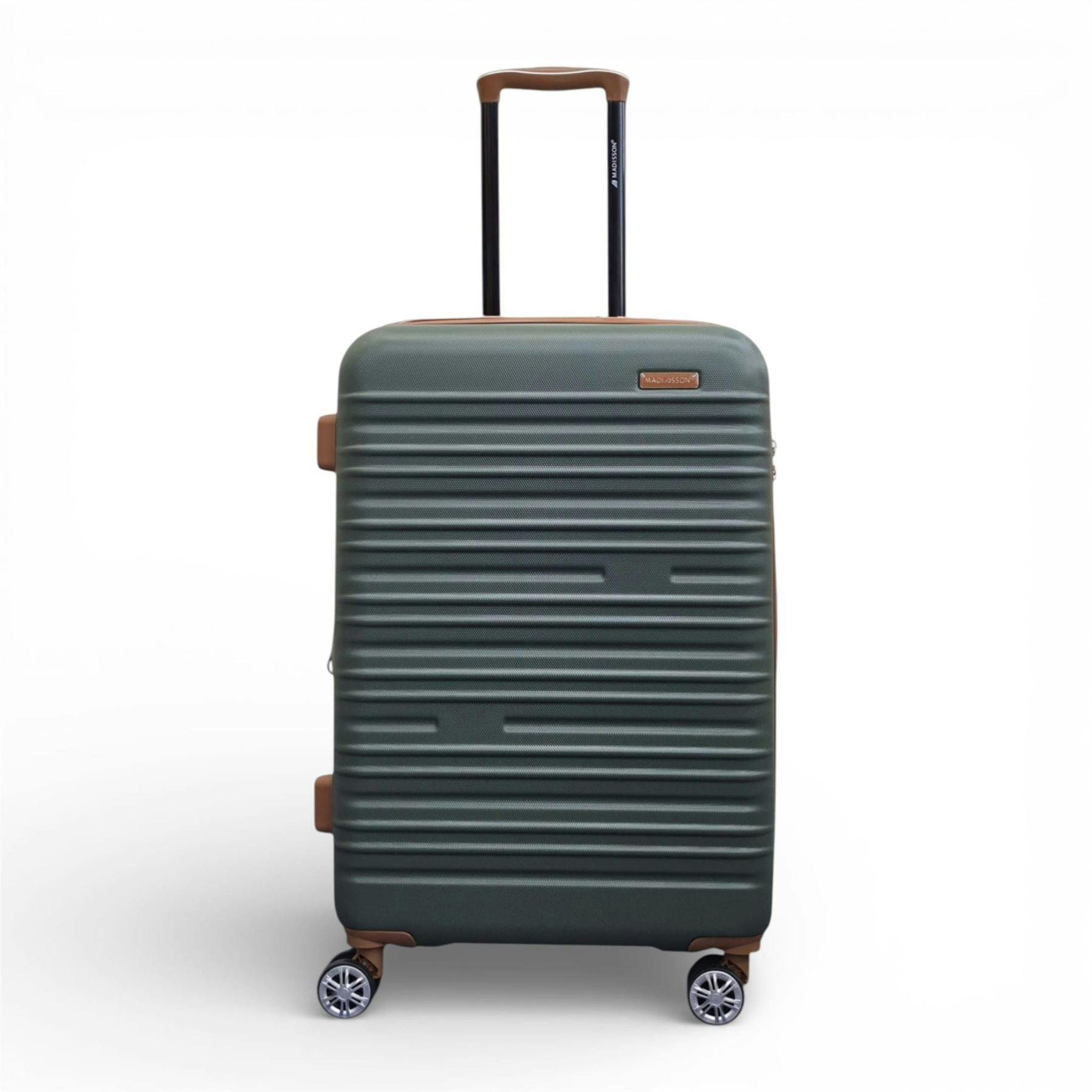 Snowball Green Expandable Hard Shell Abs Suitcase Set 8 Wheel Robust Travel Case Holiday Luggage - Medium