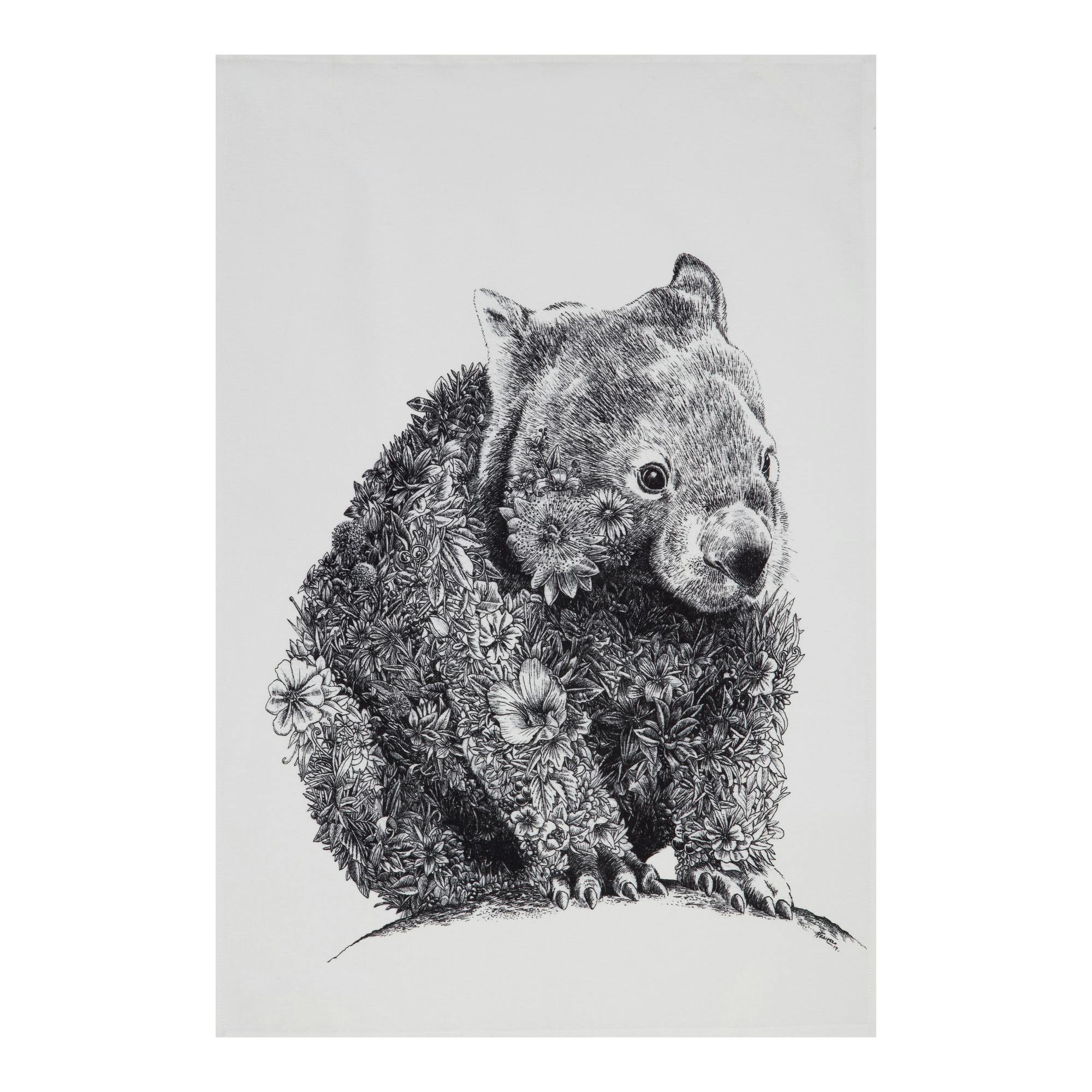 Rackhams White Marini Ferlazzo Wombat Tea Towel - Cotton - Tea Towel