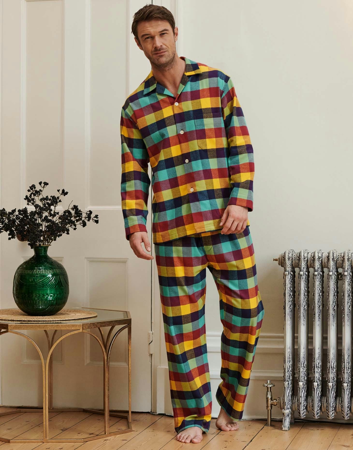 British Boxers Men's Brushed Cotton Pyjama Set – Edinburgh Check - Medium