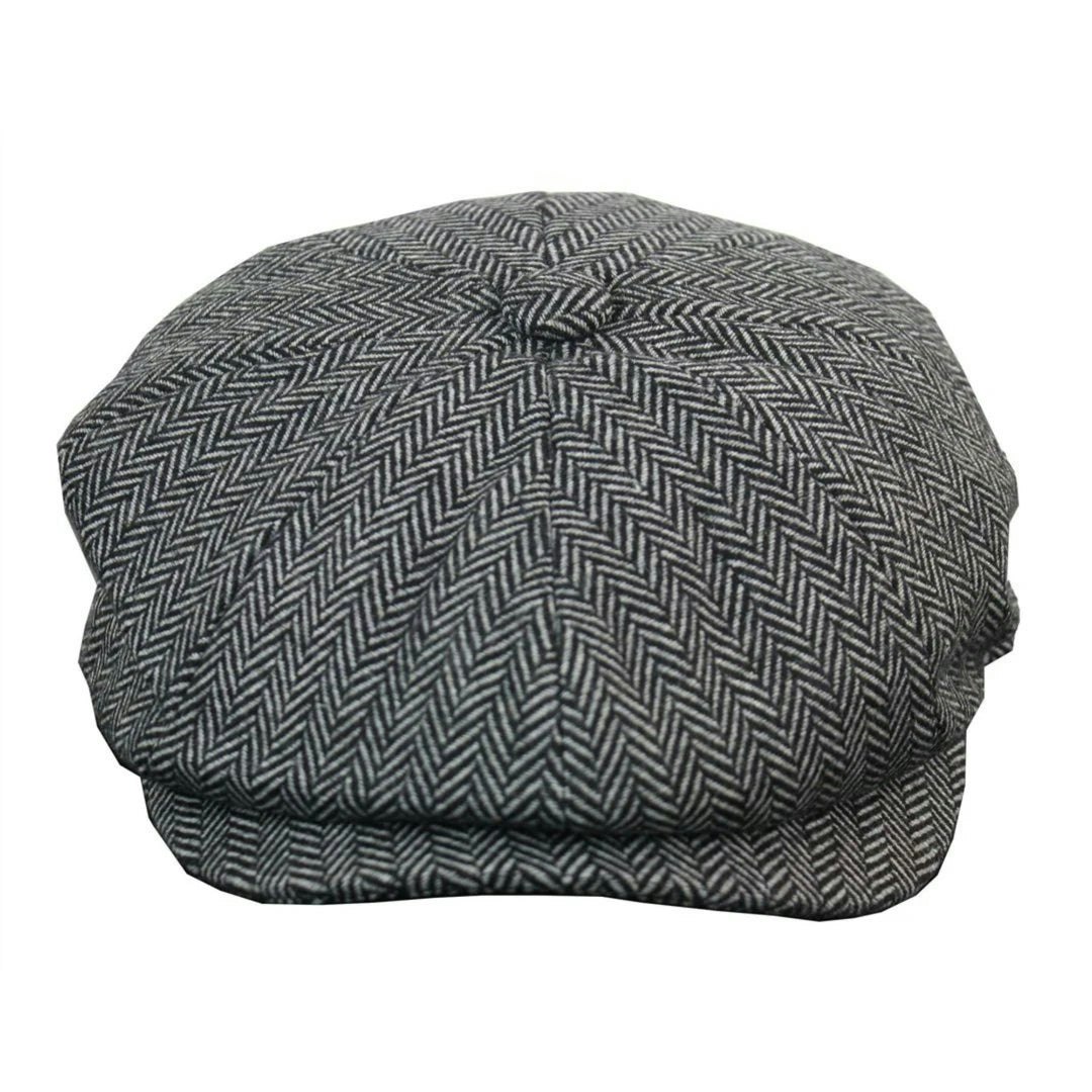 Truclothing Boys Grey Herringbone News Hat Flat Cap - 54