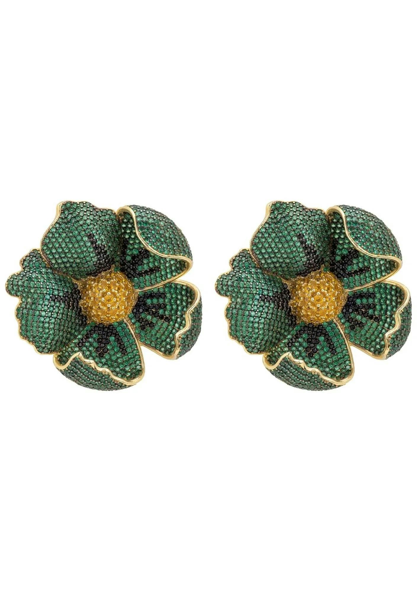 Latelita Green/Gold Poppy Emerald Earrings