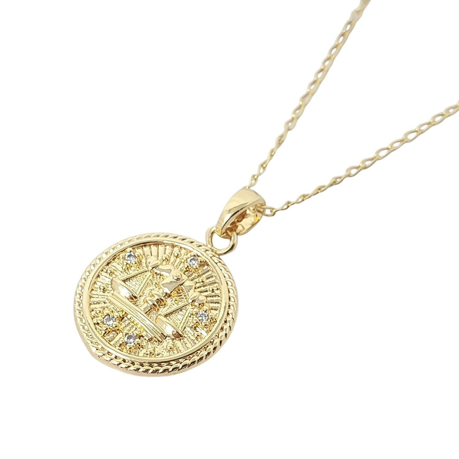 Harfi Gold Libra Plated Zodiac Astrology Pendant Charm Necklace