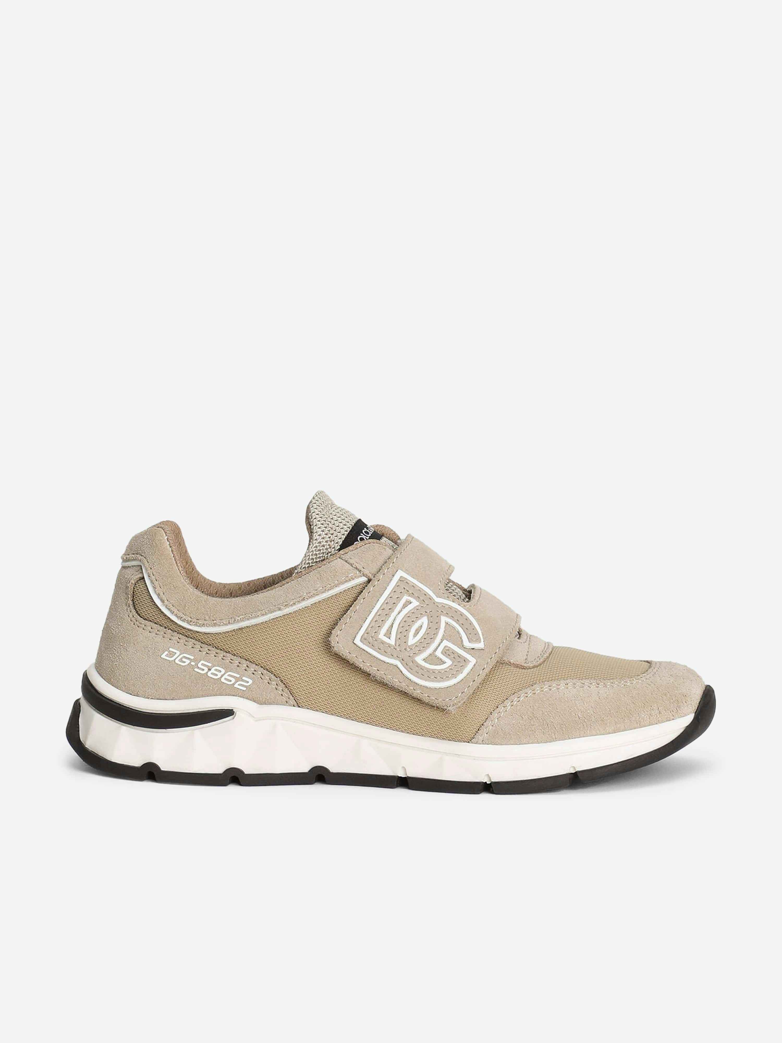 Dolce & Gabbana Kids Boys Beige Dolce & Gabbana Suede And Mesh Trainers In - Eu 23 Uk 6