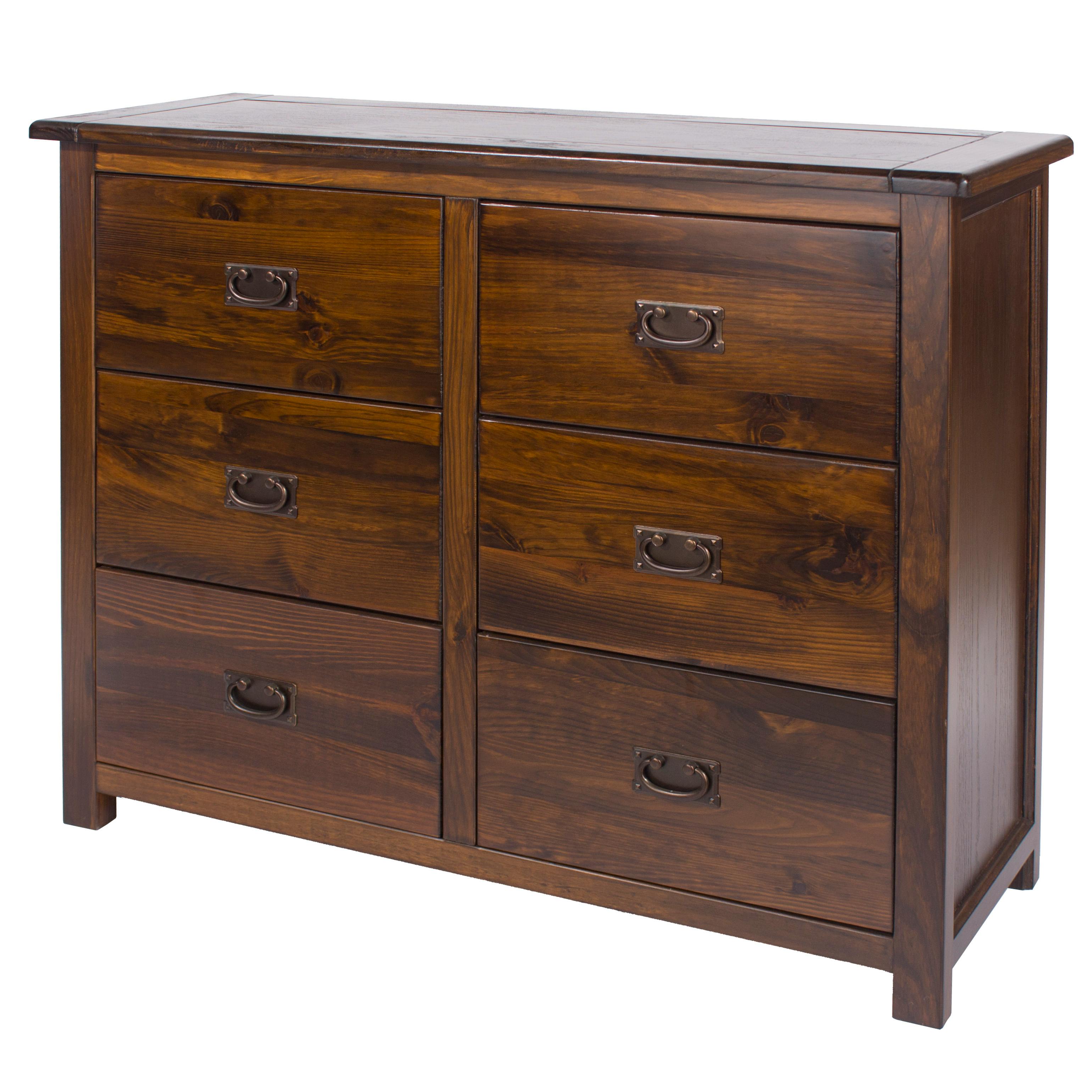 Core Products Dark/Brown Boston 3 + 3 Wide Chest Of Drawers