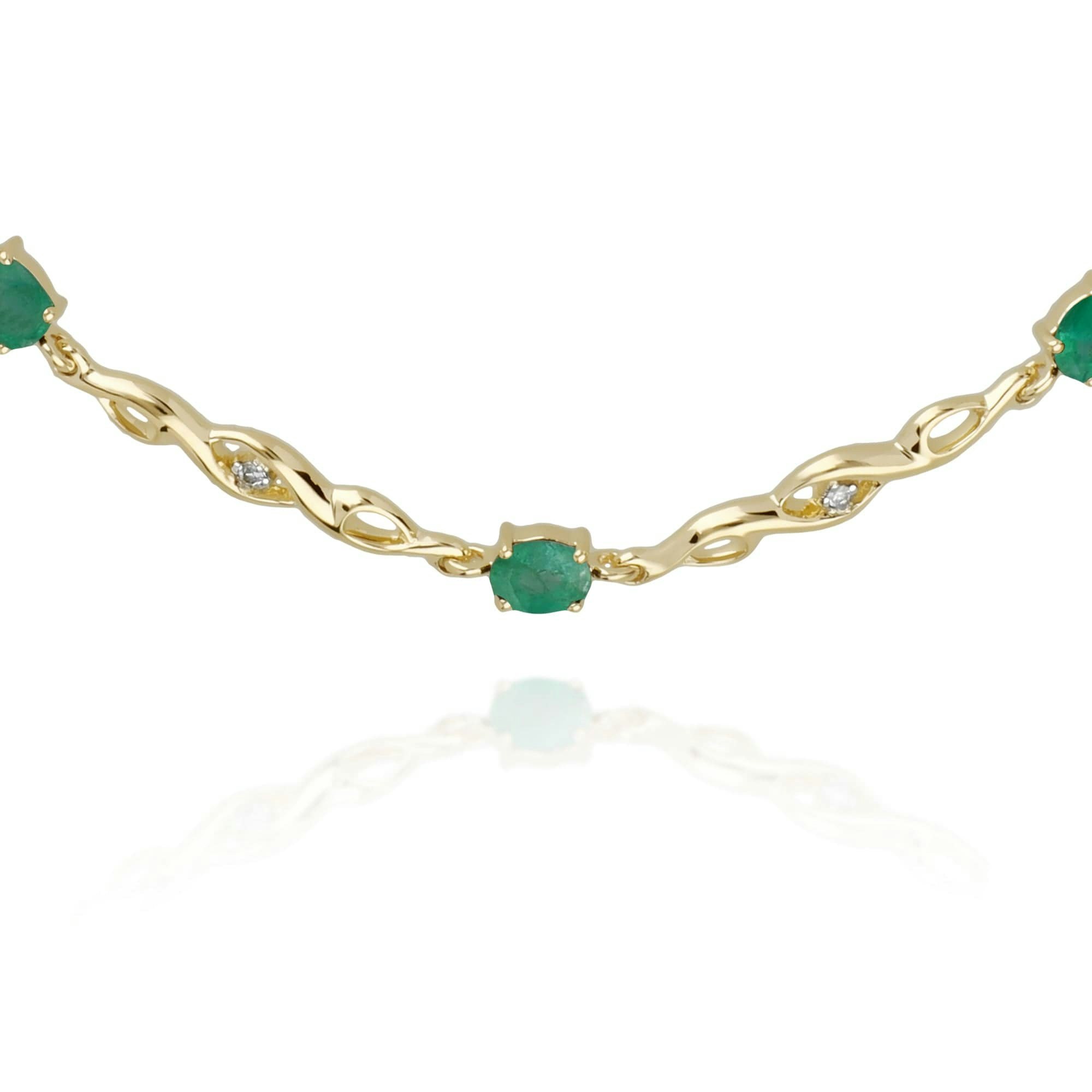 Gemondo Yellow/Gold Classic Style Oval Emerald & Diamond Tennis Bracelet In 9Ct