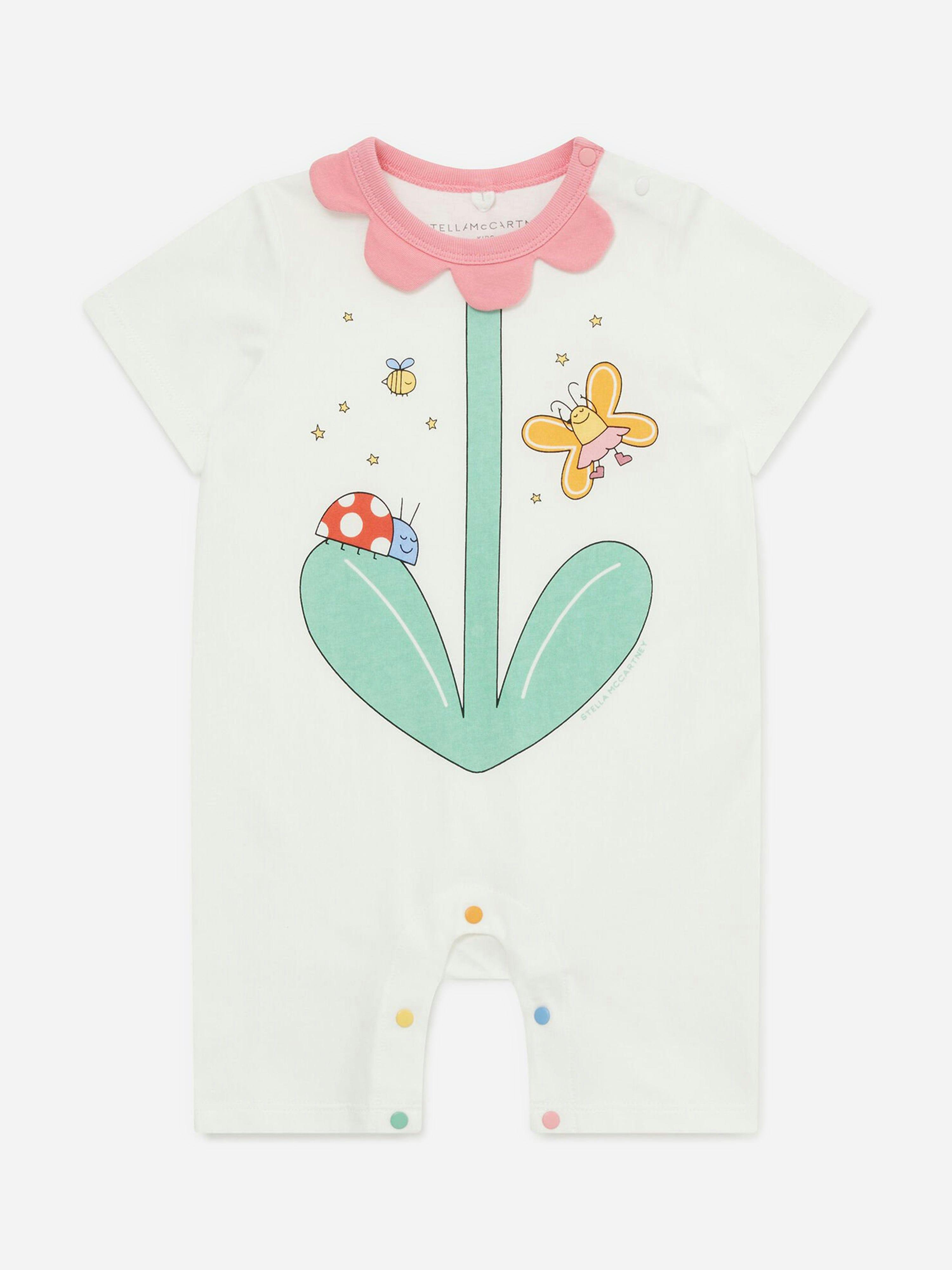 Stella Mccartney Kids Girls Ivory Stella Mccartney Baby Flower Romper In - 9 Mths