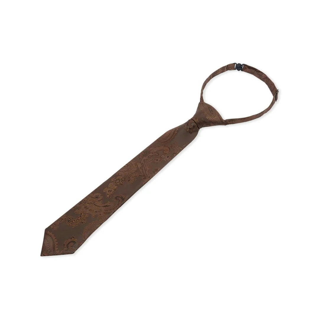 Paul Andrew Boys Brown Paisley Necktie Floral Satin Tie