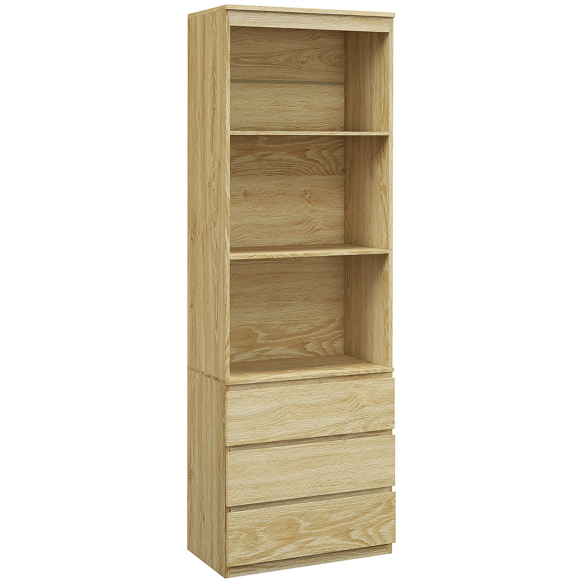 Homcom Tall Bookshelf Free Standing Storage Shelf Unit With Storage Oak - Oak 180Cm