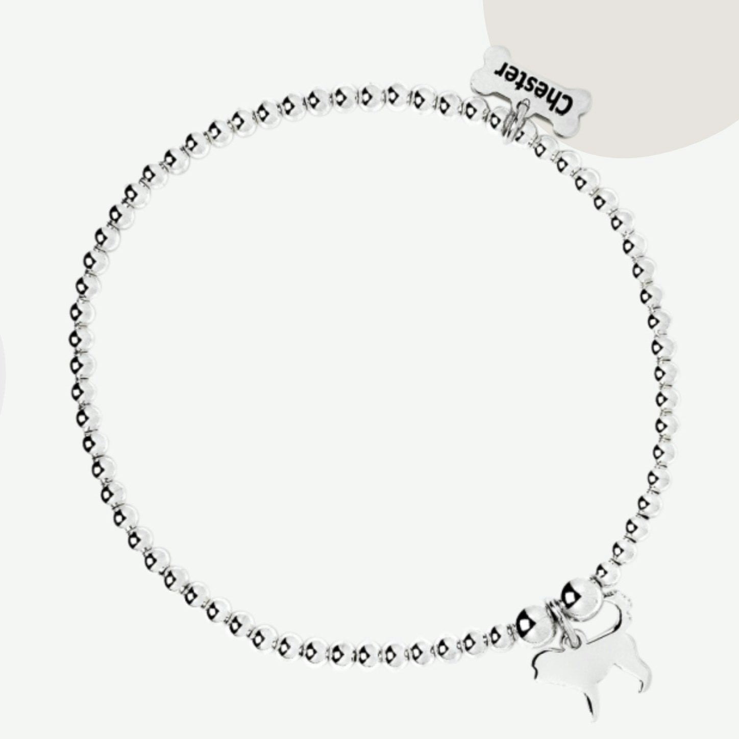 Mylee London Silver Cockapoo Silhouette Ball Bead Bracelet - Personalised - No - S - 16Cm